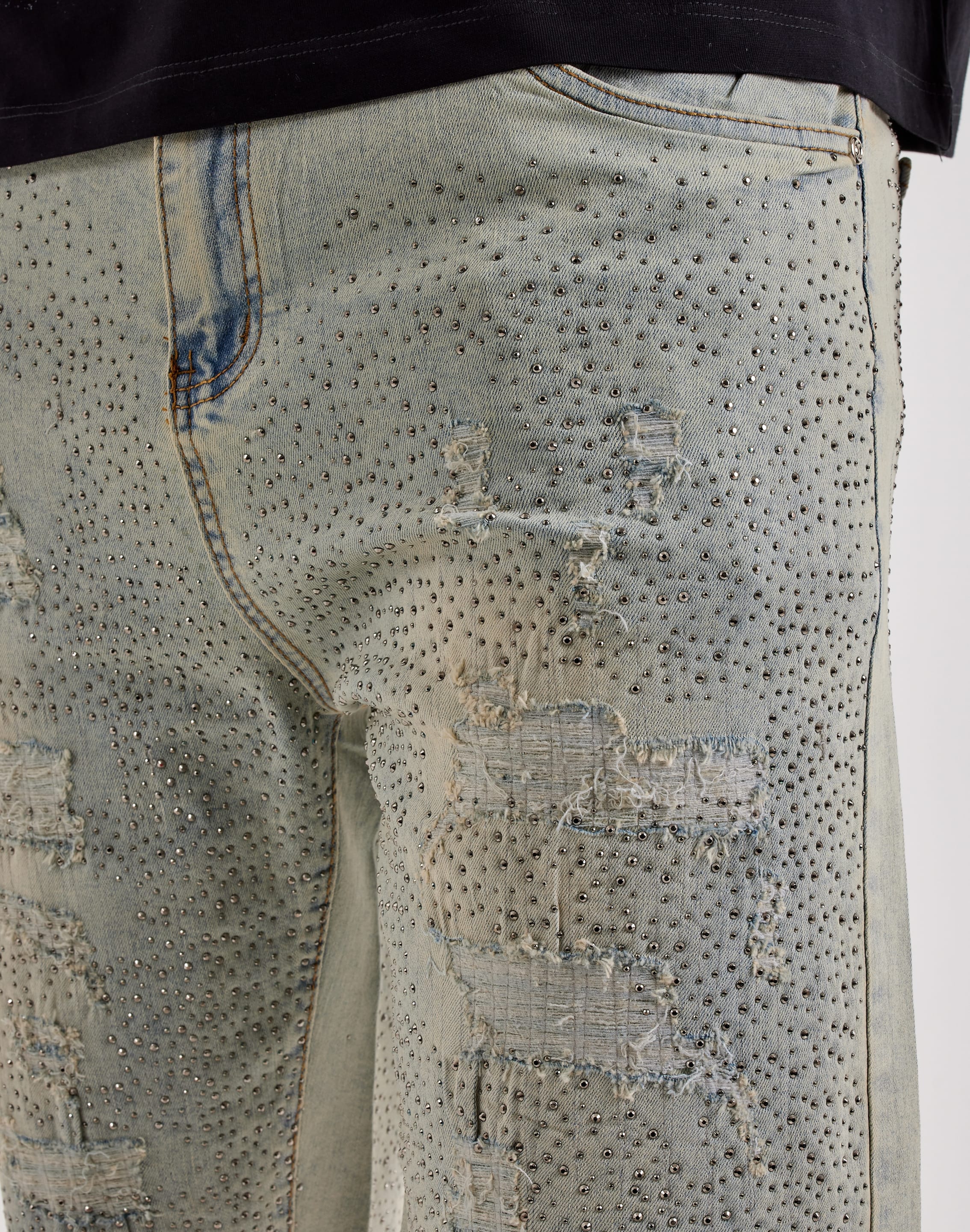 Photo of WAIMEA Distressed Rhinestone Denim Shorts