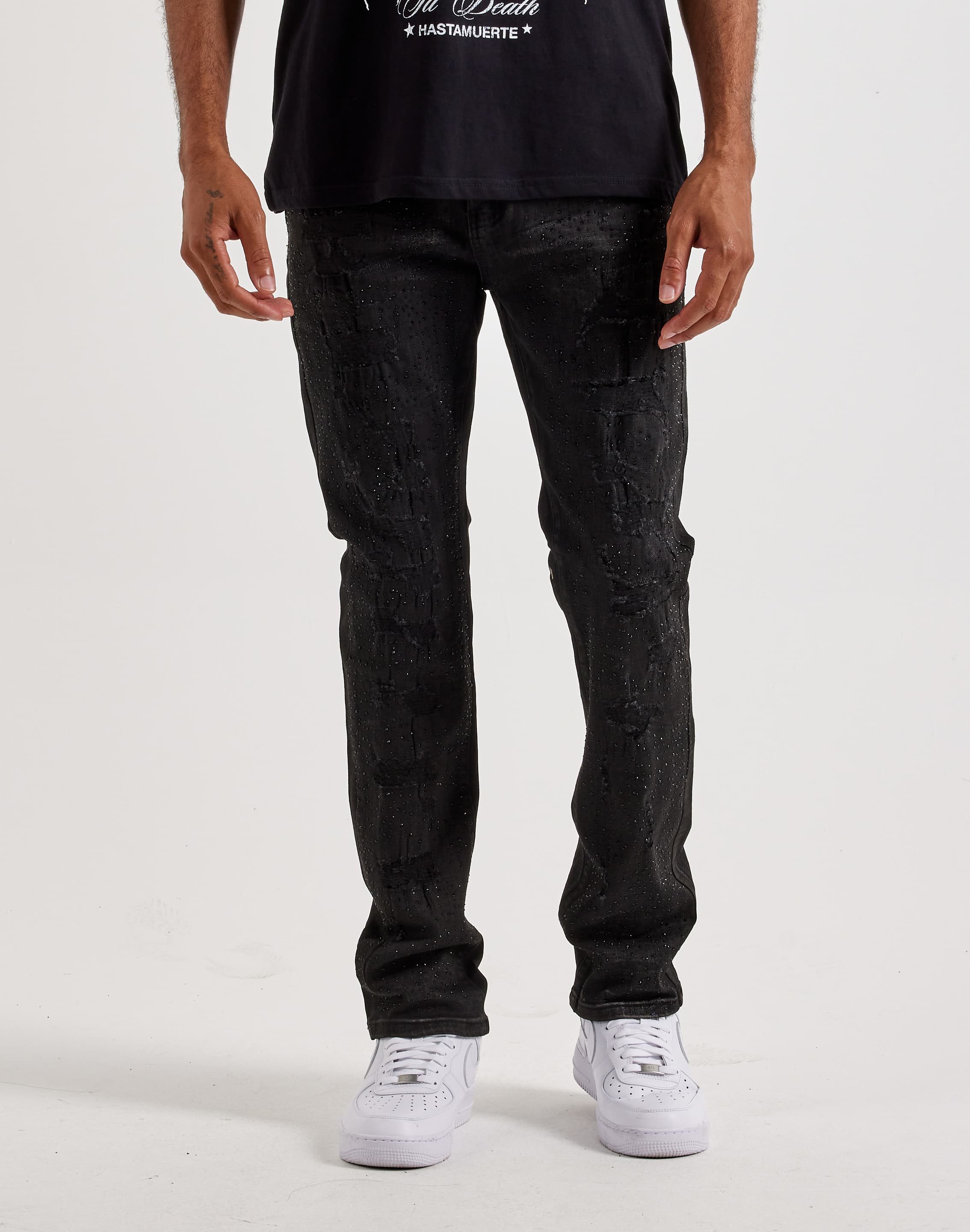 Photo of WAIMEA  Rhinestone Distressed Skinny Jeans