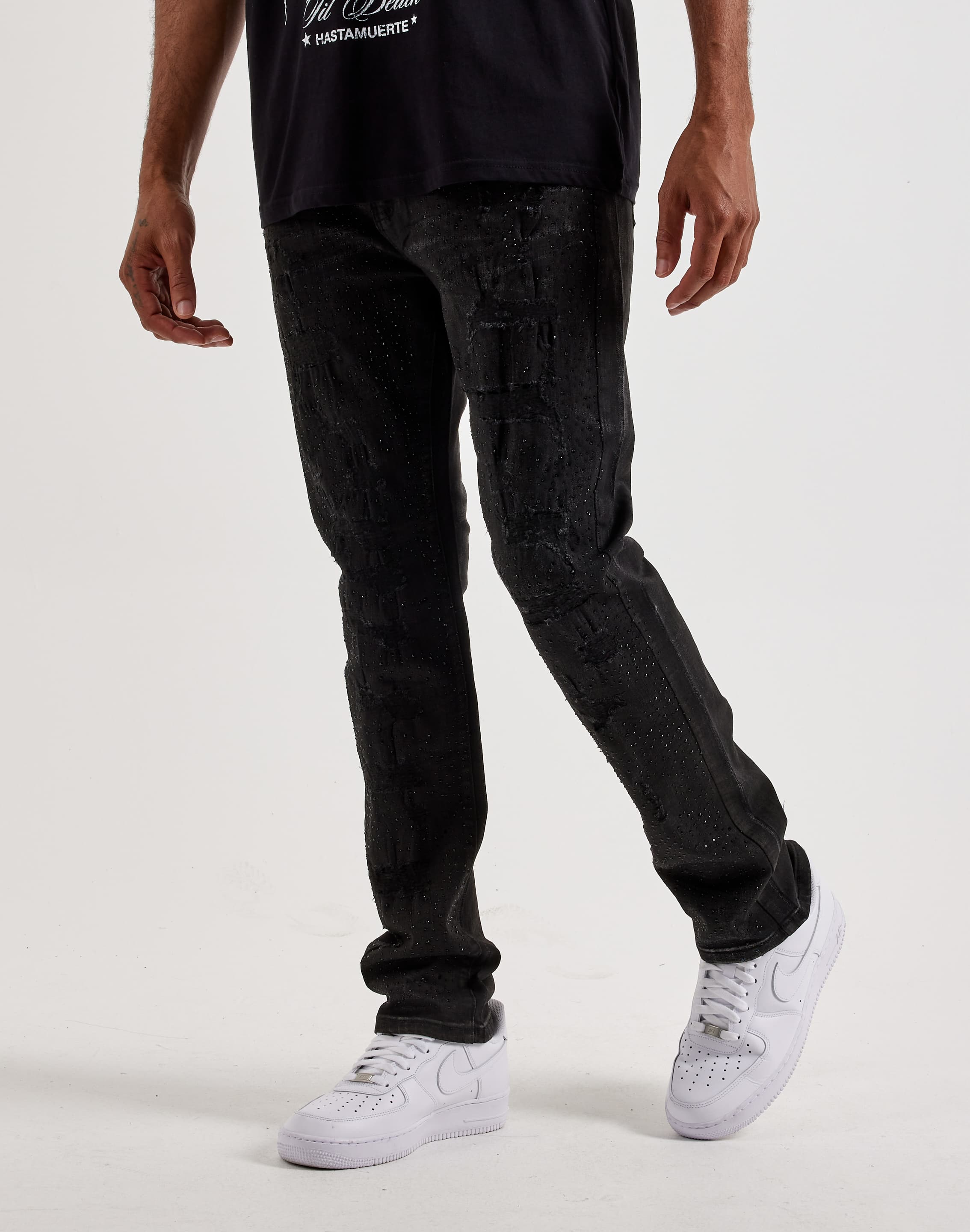 Photo of WAIMEA  Rhinestone Distressed Skinny Jeans