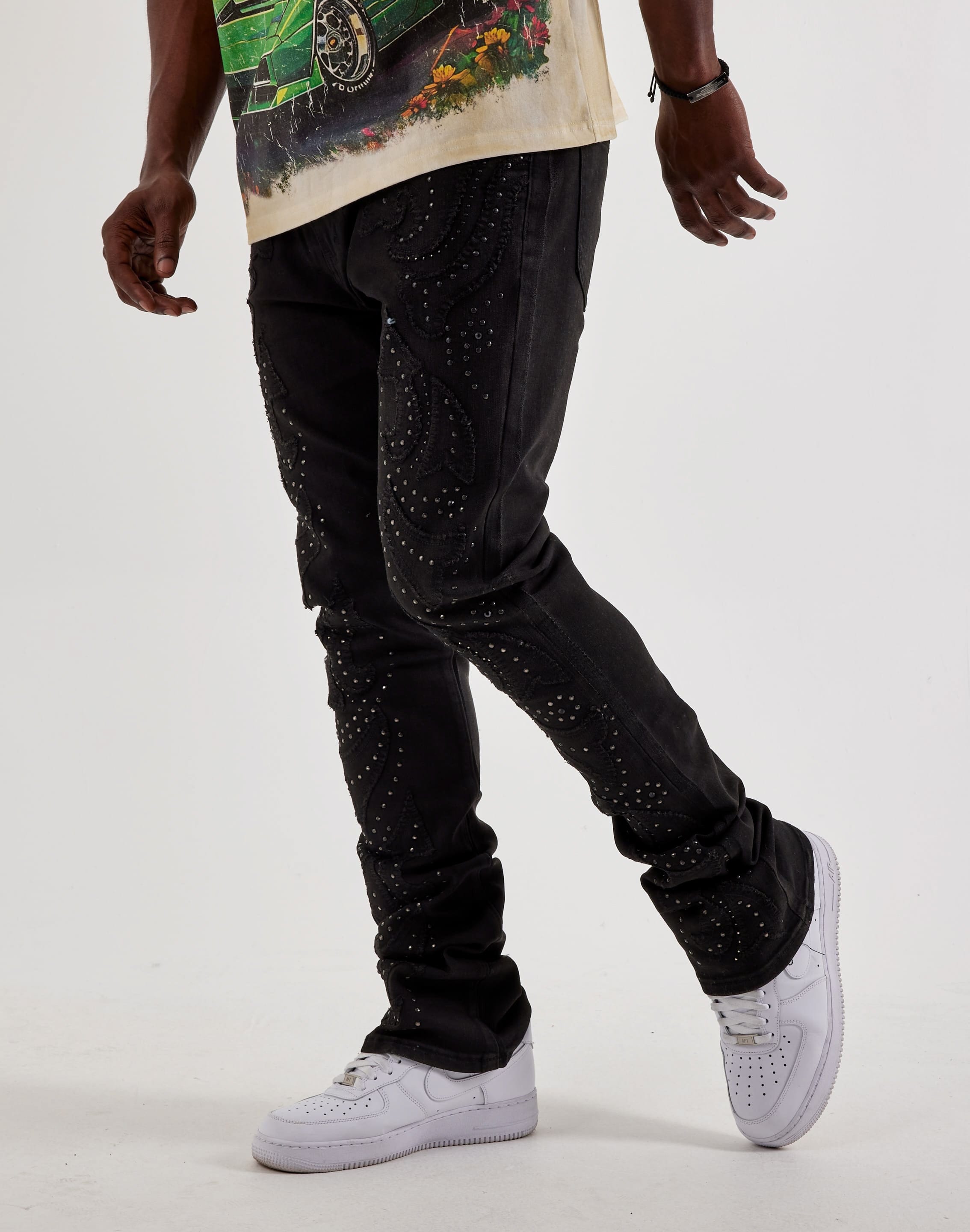Photo of WAIMEA Stacked Western Stud Denim Jeans