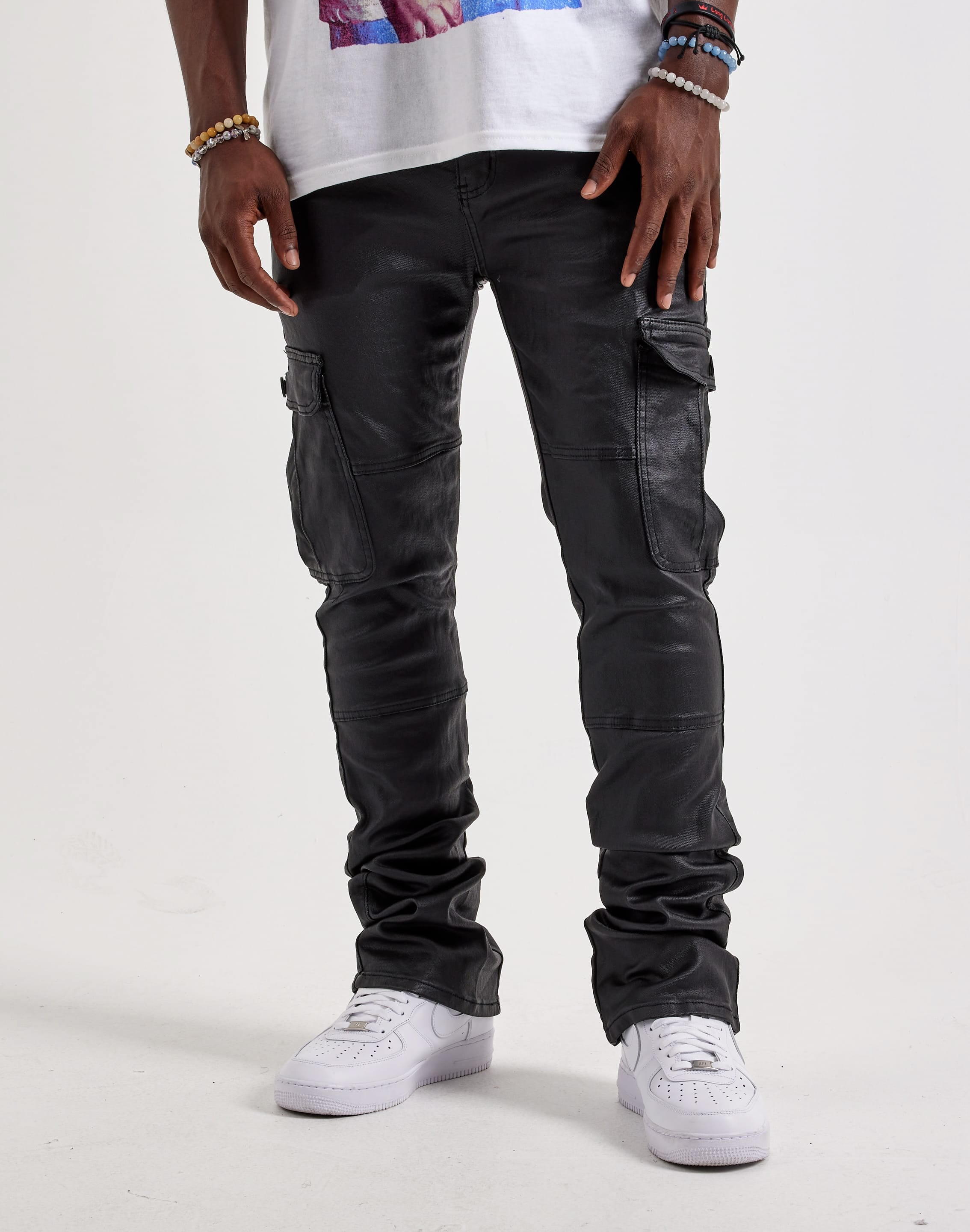 Photo of WAIMEA Coated Stacked Cargo Denim Jeans