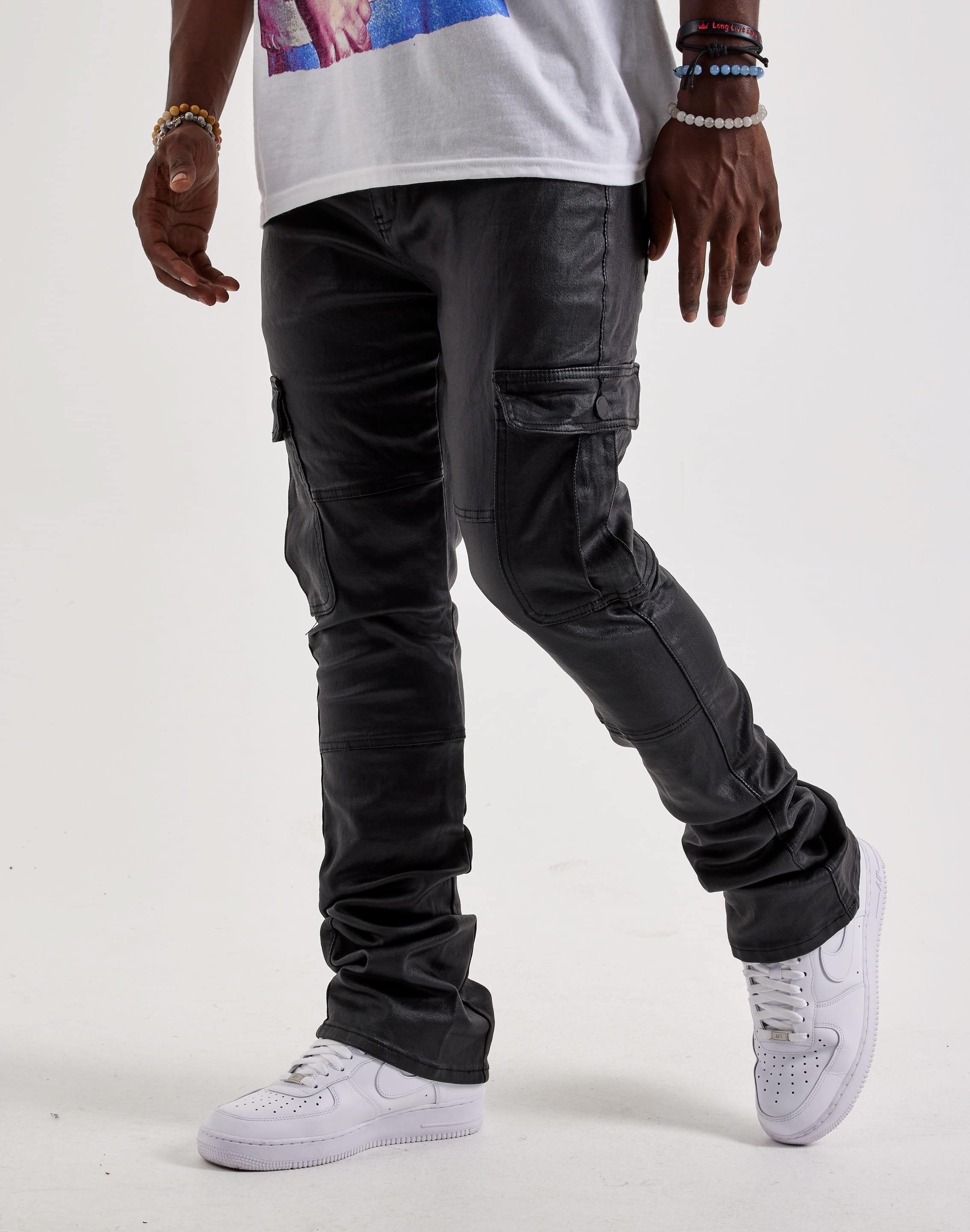 Photo of WAIMEA Coated Stacked Cargo Denim Jeans