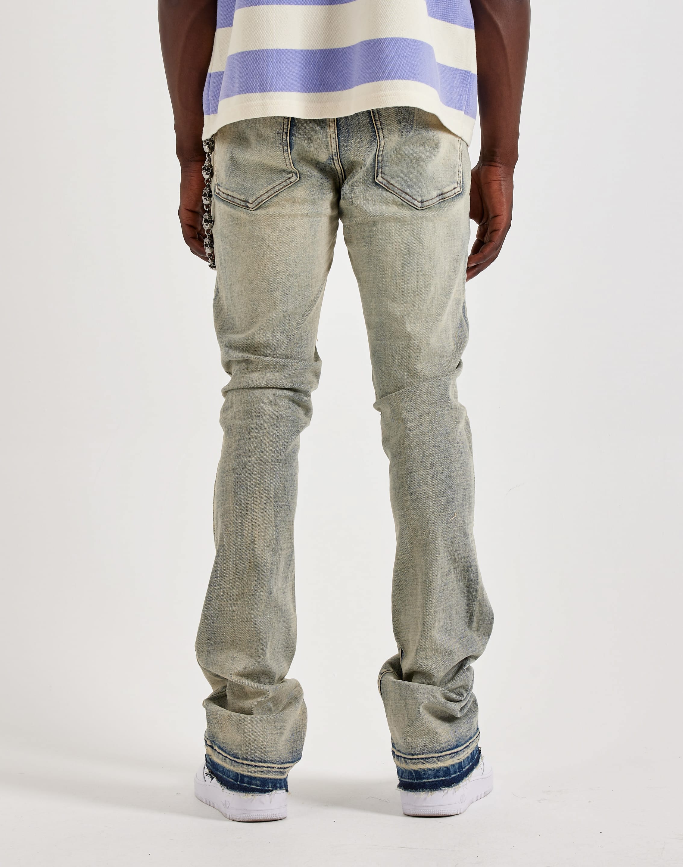 Photo of WAIMEA Stacked Distressed Skull Chain Denim Jeans