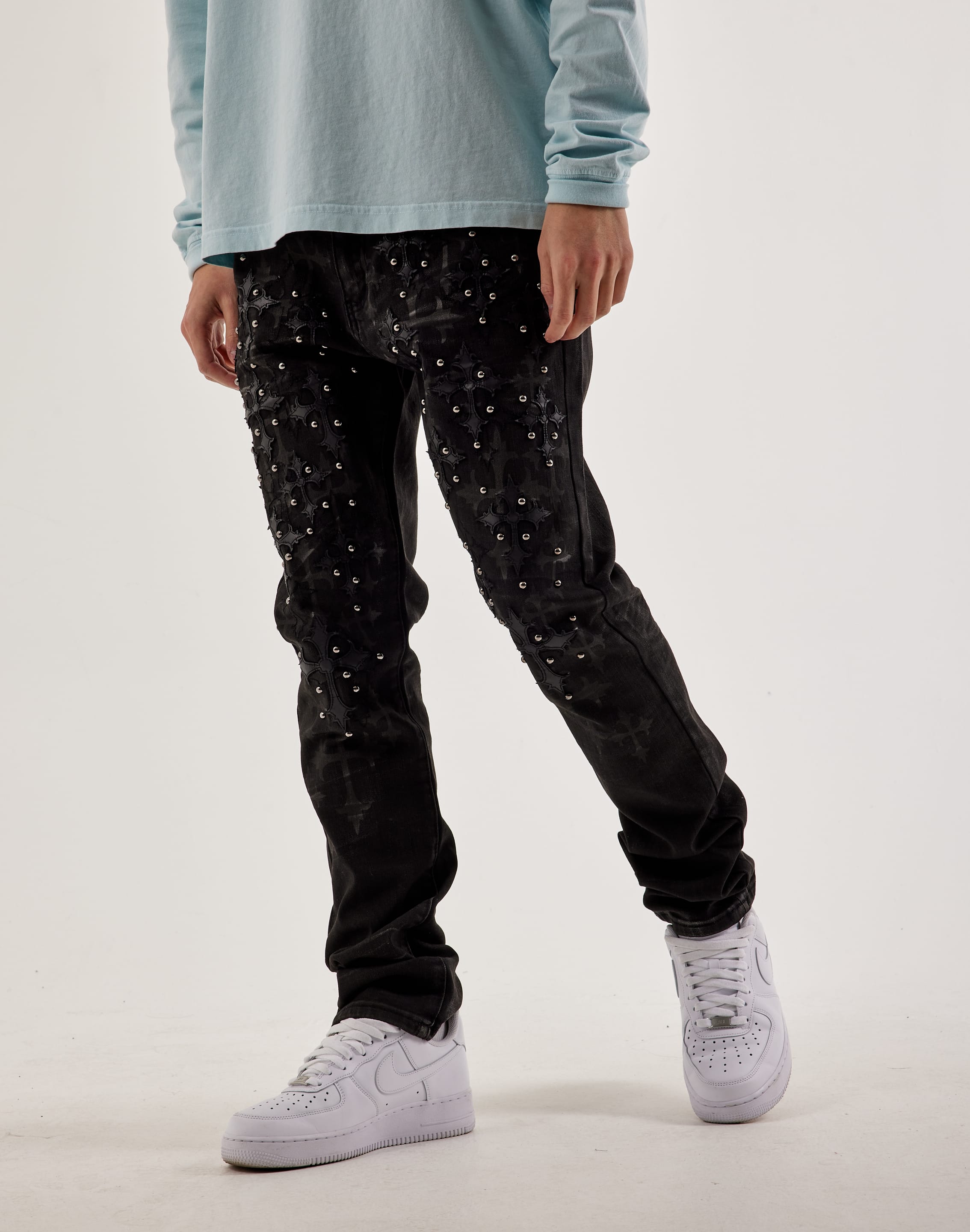 WAIMEA Slim Cross Overlay Denim Jeans