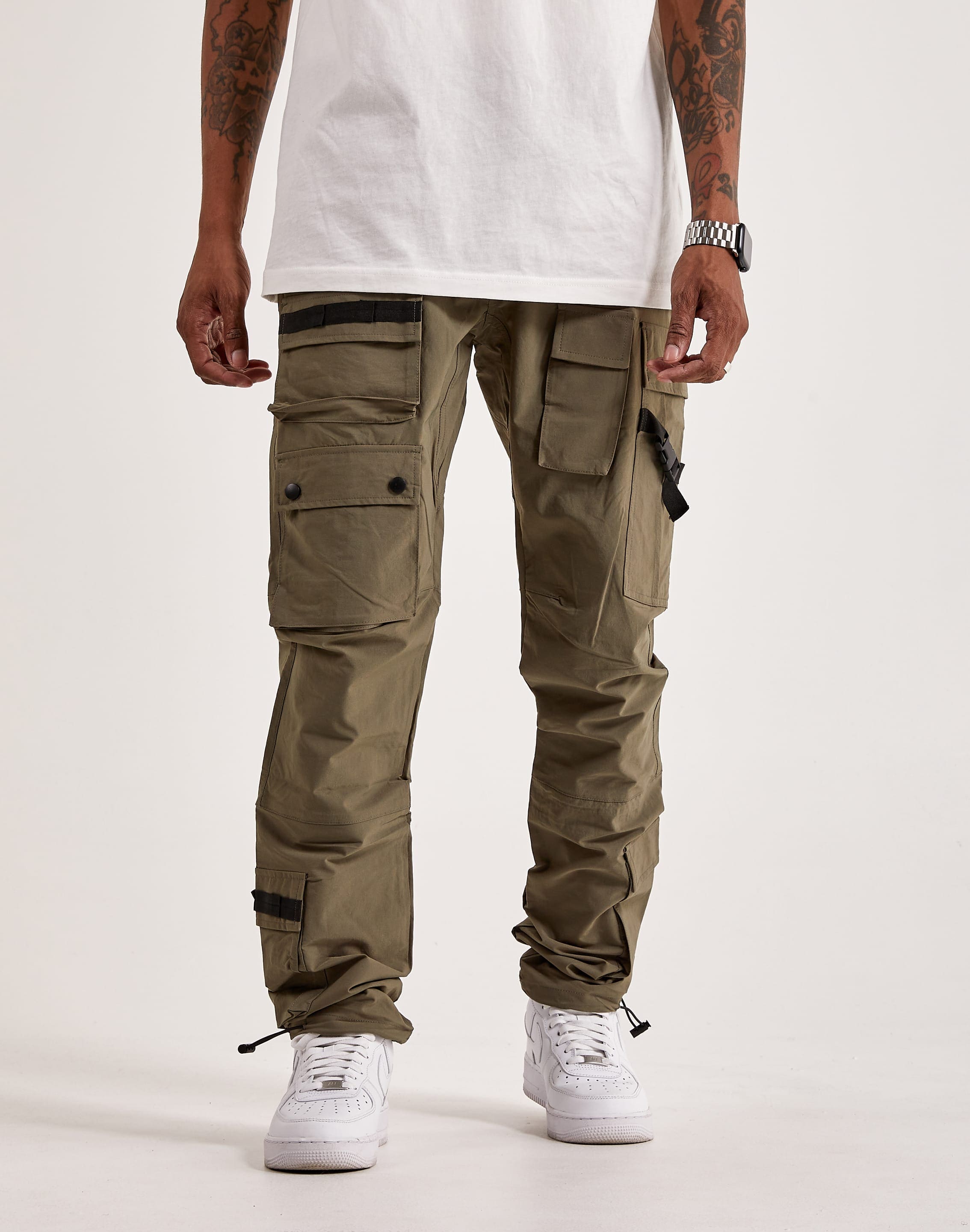 Buy MIXT by Nykaa Fashion Brown Solid Top Stitch Straight Fit Utility Cargo  Trousers online