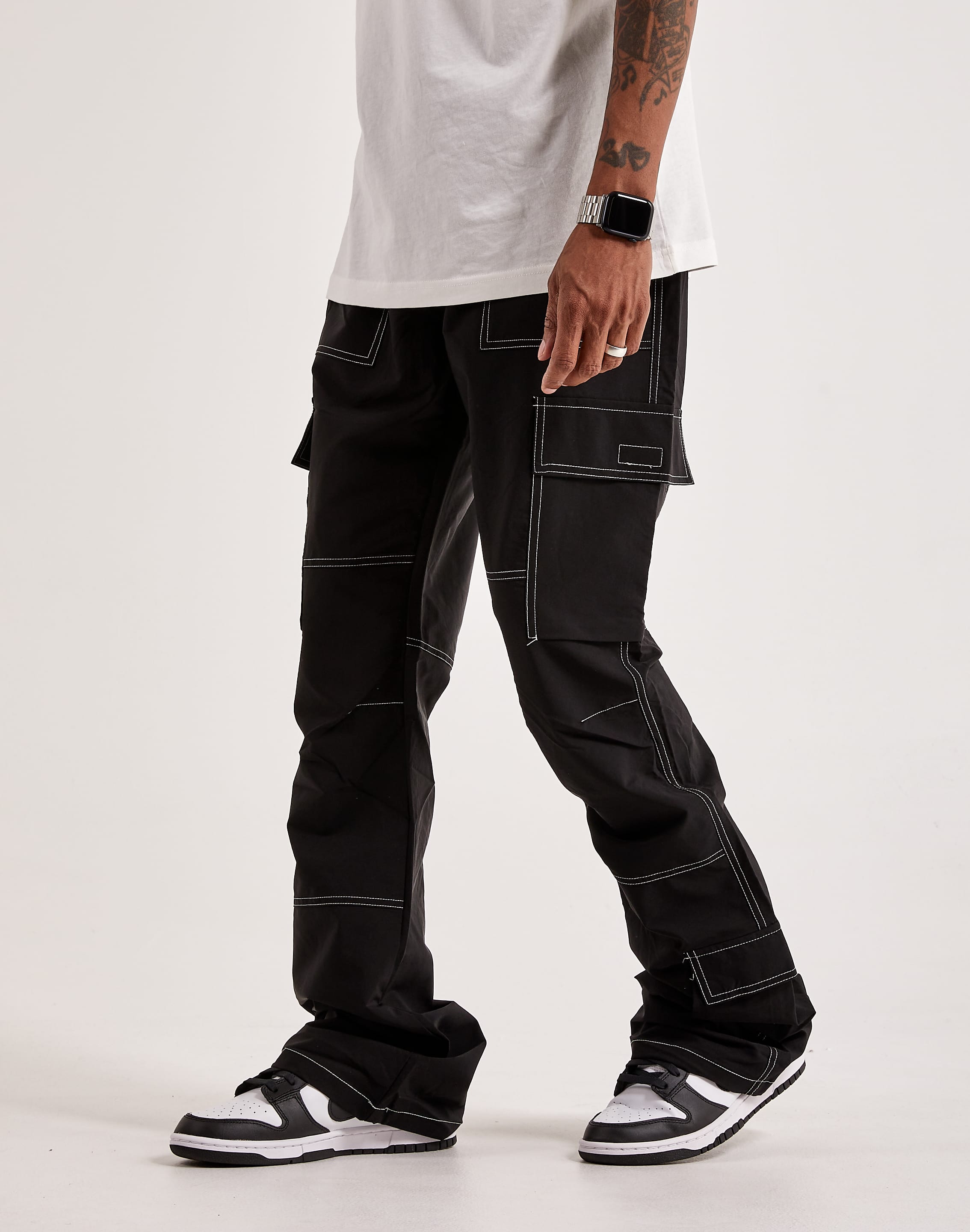 Unisex Cotton Black Contrast Stitching Straight Baggy Track Pant at Rs  849/piece in Mumbai