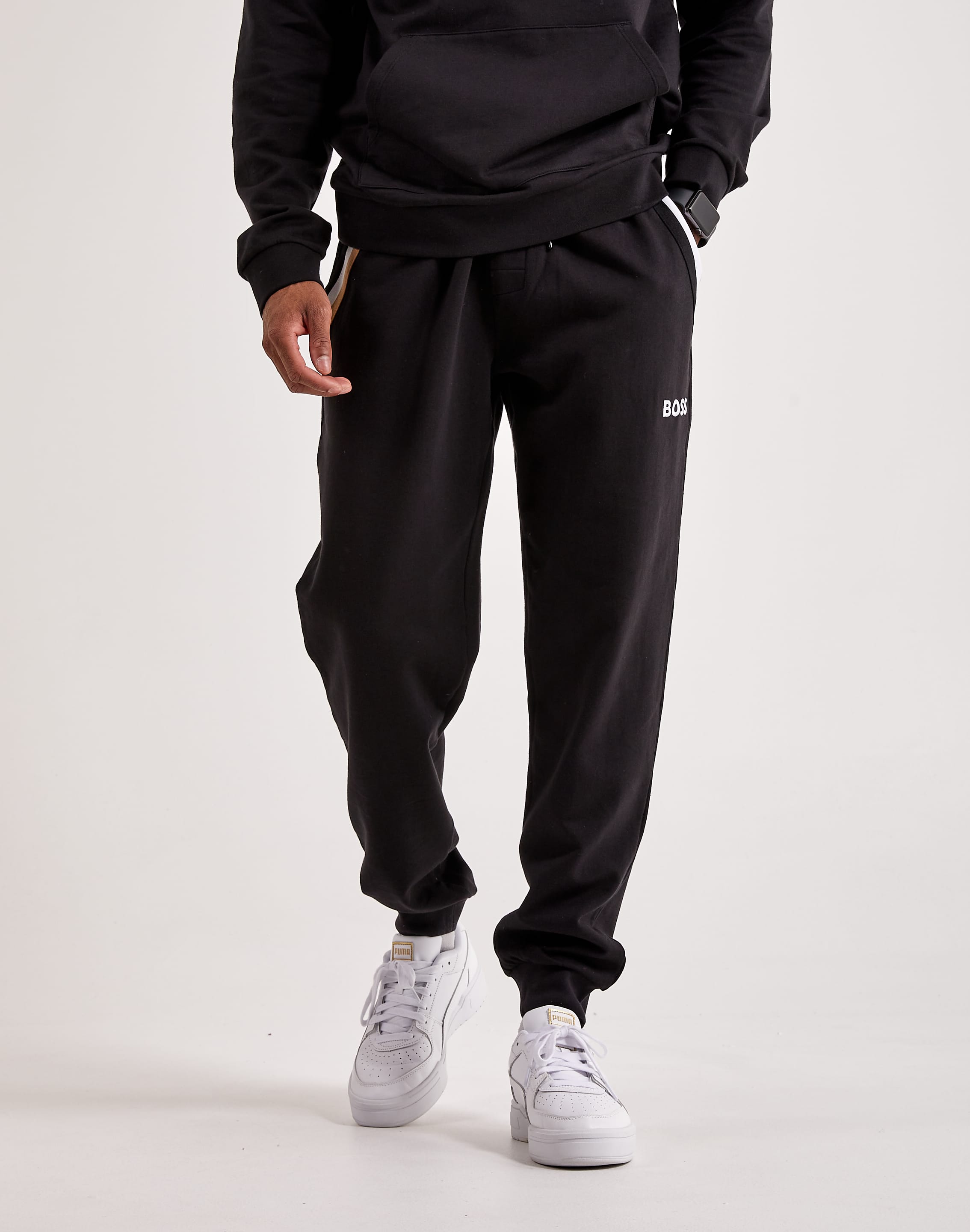 BOSS Iconic French Terry Robe, heren badjas (middeldik), zwart BOSS Iconic French Terry Robe, heren badjas (middeldik), zwart