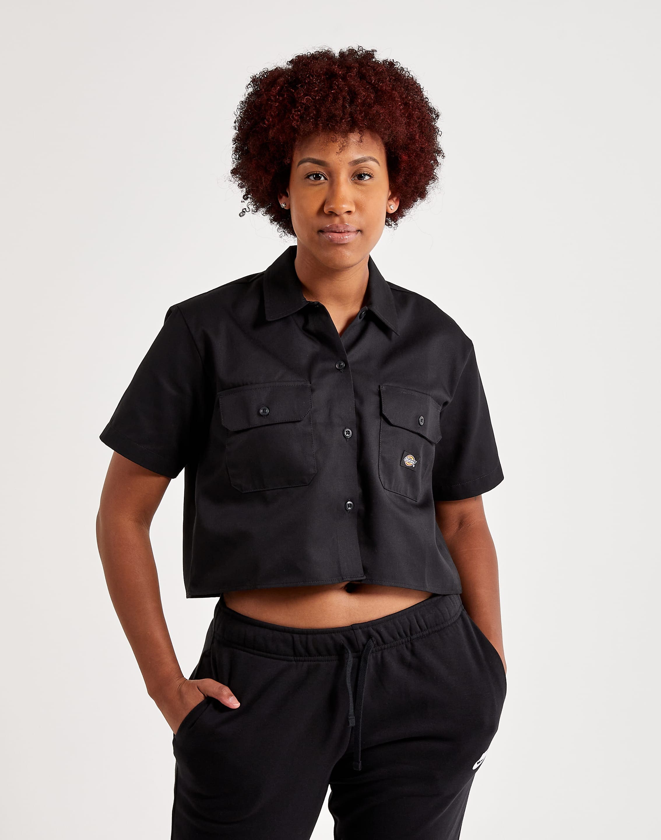 Workwear Cropped Short Sleeve Button Down Shirt Heavy Twill