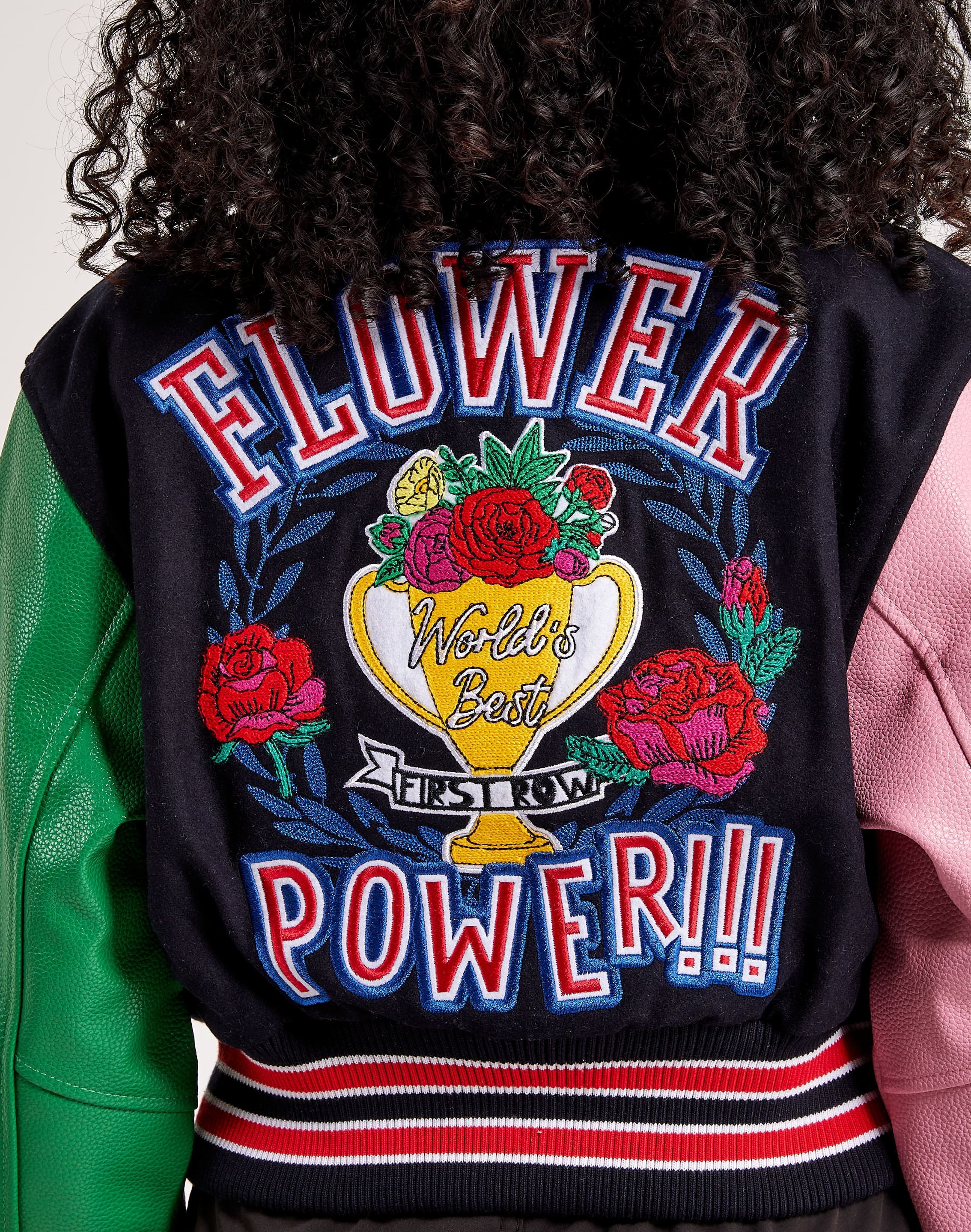 First Row Flower Power Varsity Jacket