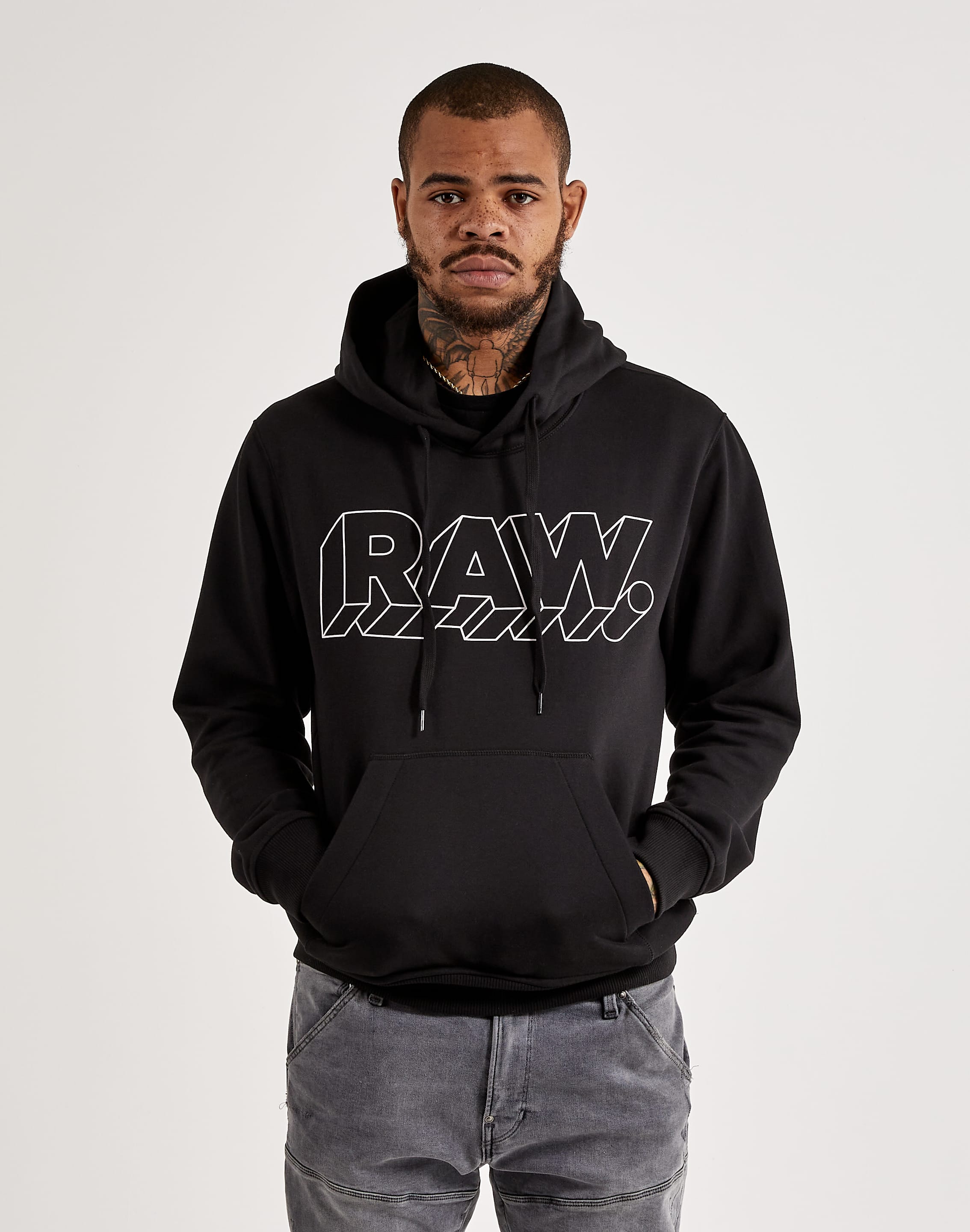 Hooded Pullover Black And White G Star Hoodie G-Star Triple Raw