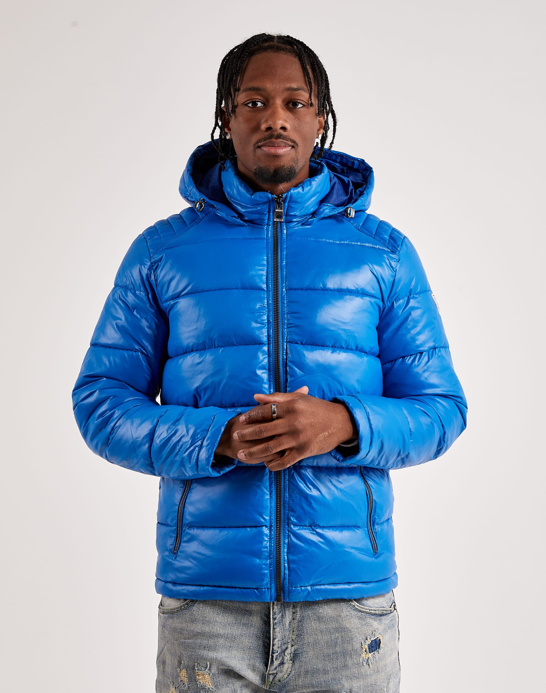 HOT Mens Jacket Blue Guess Puffer Coat Guess Puffer Coat – DTLR