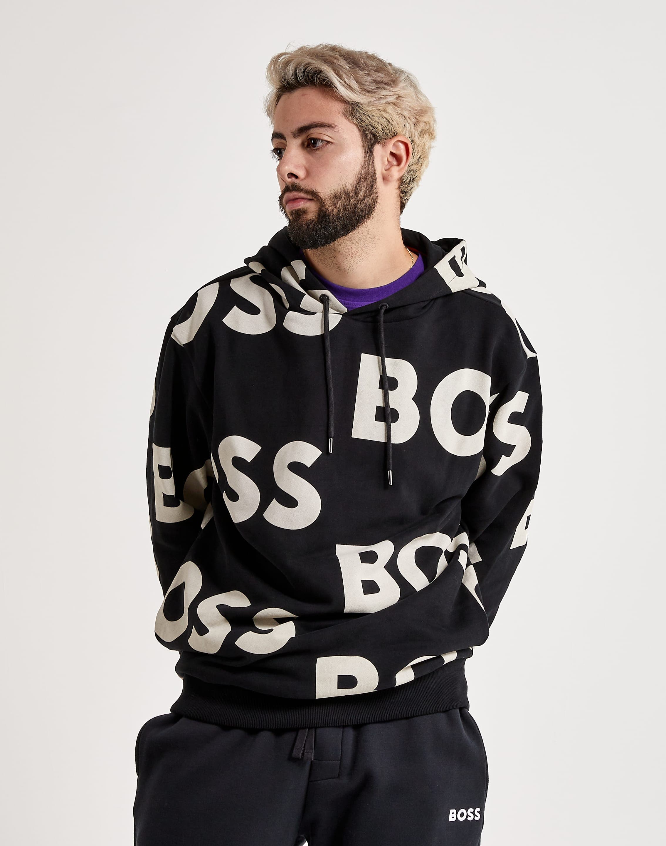 HUGO Blue - Sweat à capuche avec imprimé graphique - Noir HUGO Blue - Sweat à capuche avec imprimé graphique - Noir
