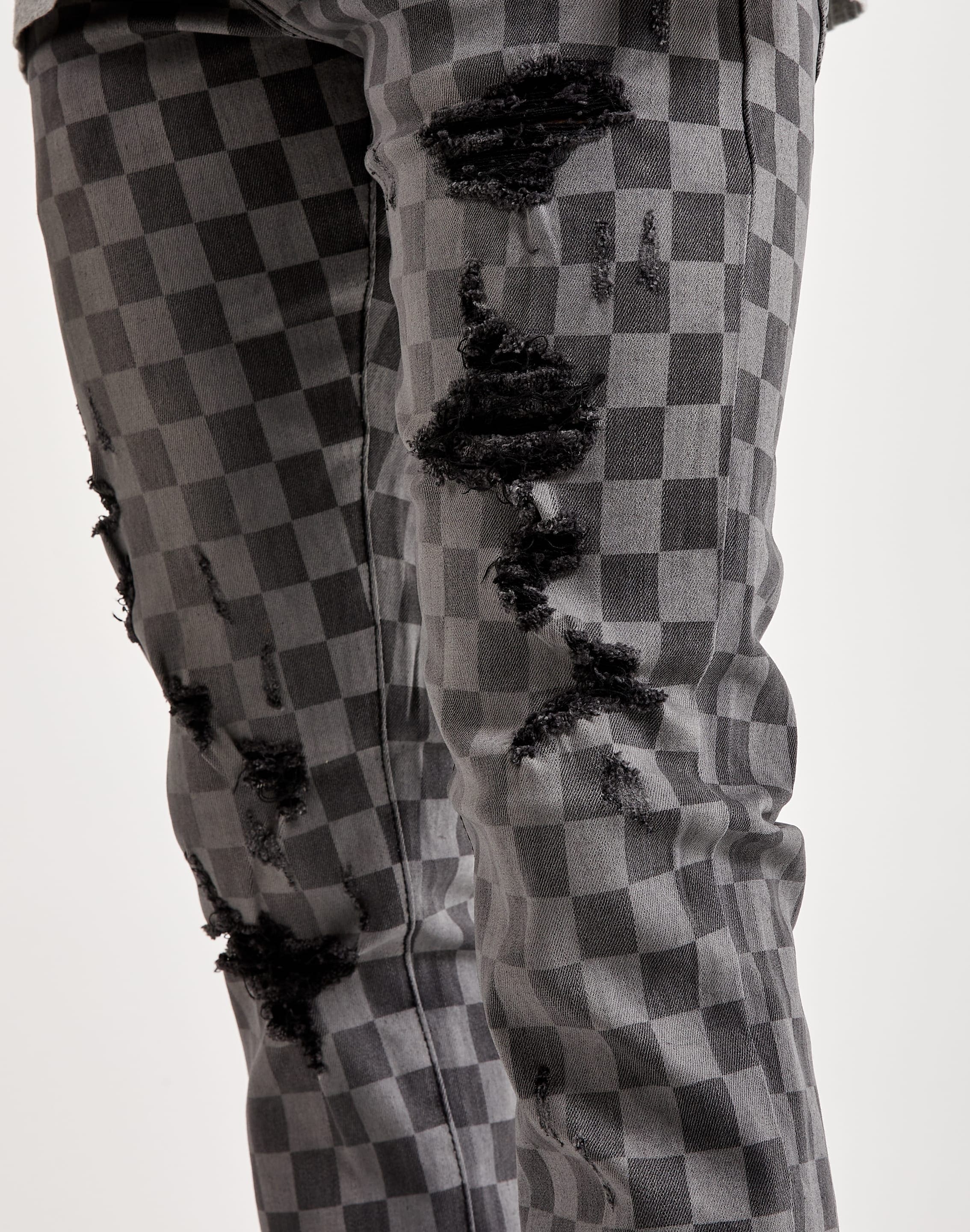 D528 Checkered Denim - Black | mnml | shop now