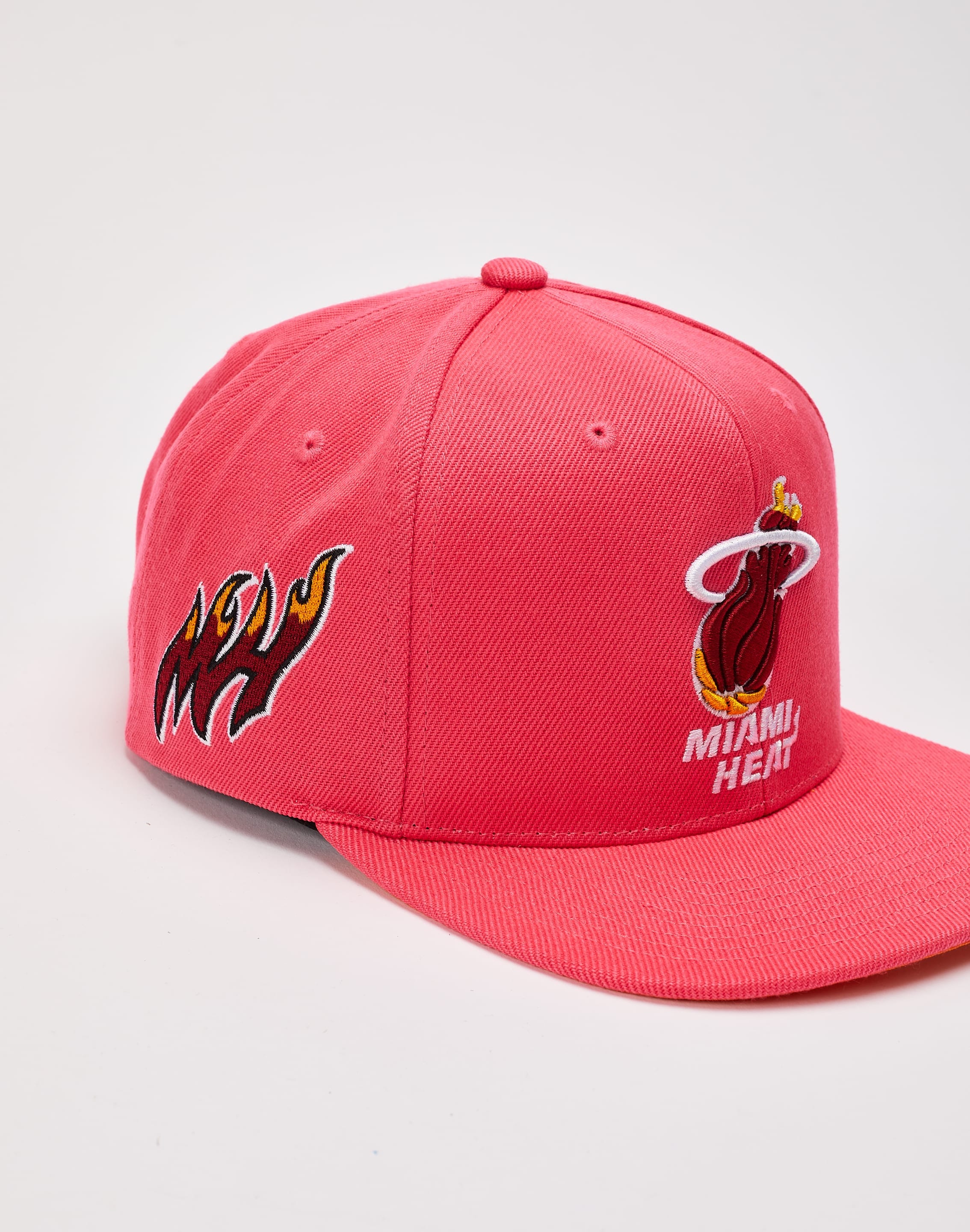 Miami Heat Mitchell & Ness Snapback Hat Black/Pink/Turquoise Basketball Cap