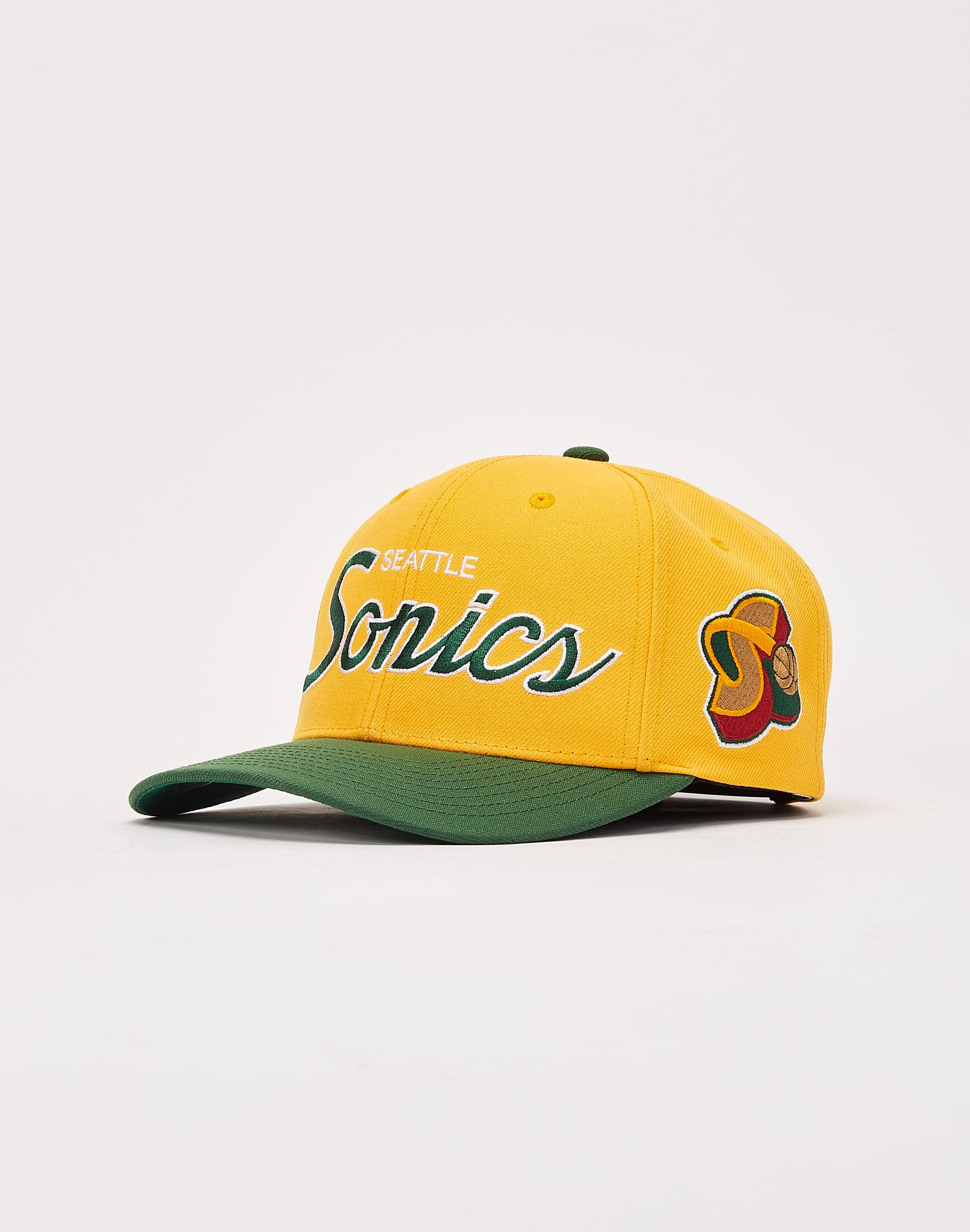 Mitchell & Ness Seattle SuperSonics Classic Script Snapback, Yellow, Size