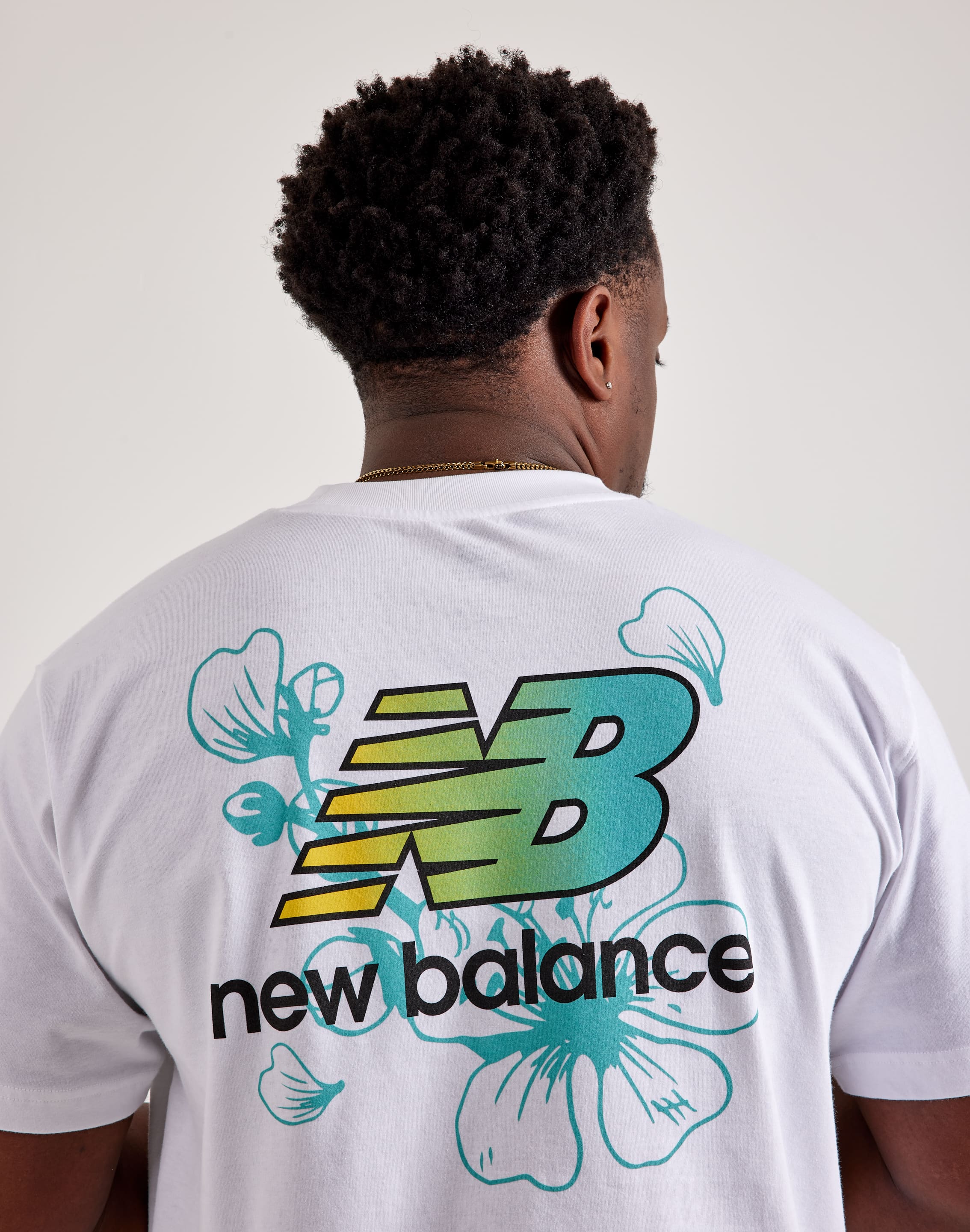 New Balance Stacked Logo Tee 'Cyan Burst'