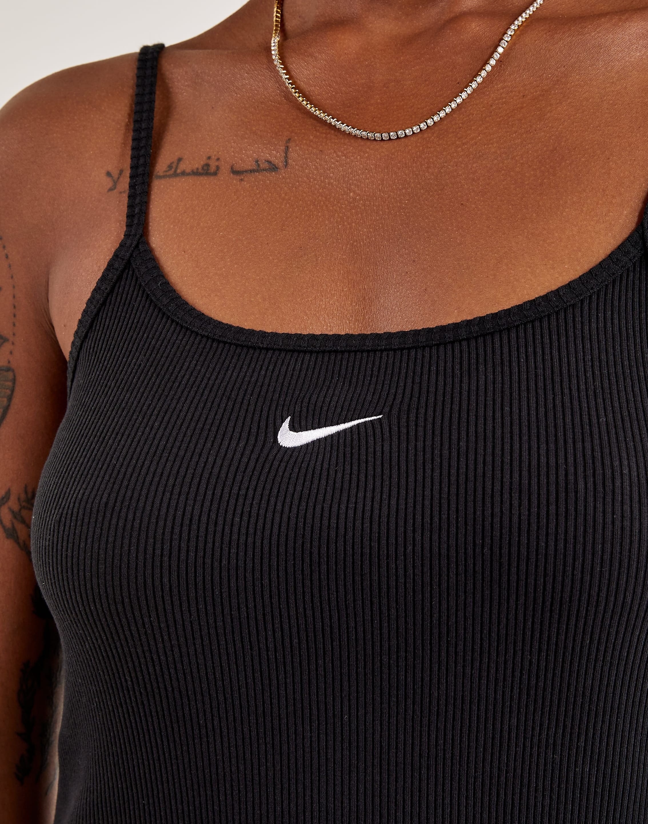 nike essential ribbed dress Women's Nike Sportswear Chill Knit Ribbed Tank Dress Medium Black/Sail