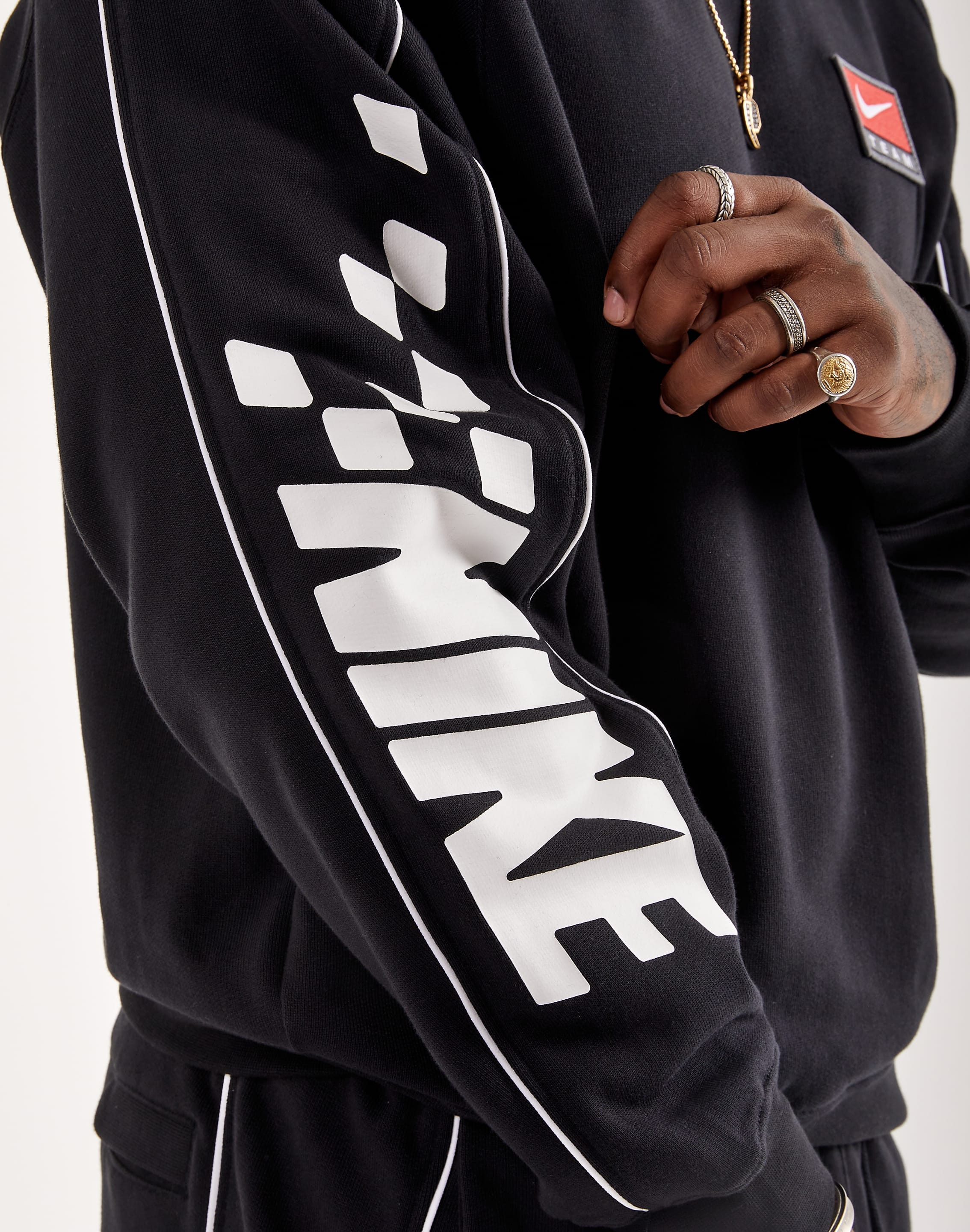 nike repeat pack taping hoodie in black - Main Image