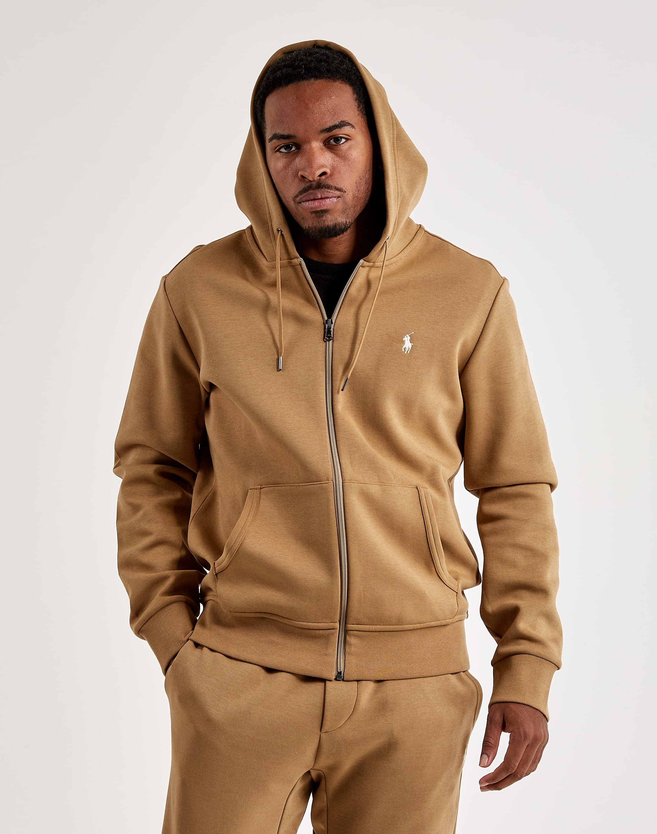 Brown polo hoodie Clearance