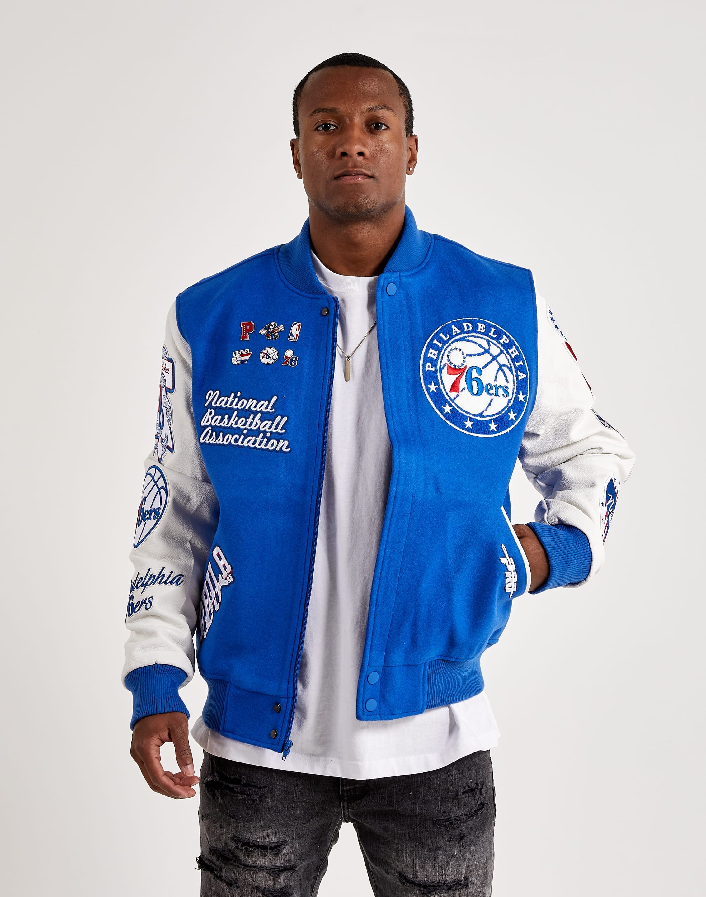 Philadelphia 76ers Pro Standard Retro Classic Varsity Full-Zip Jacket -  Cream