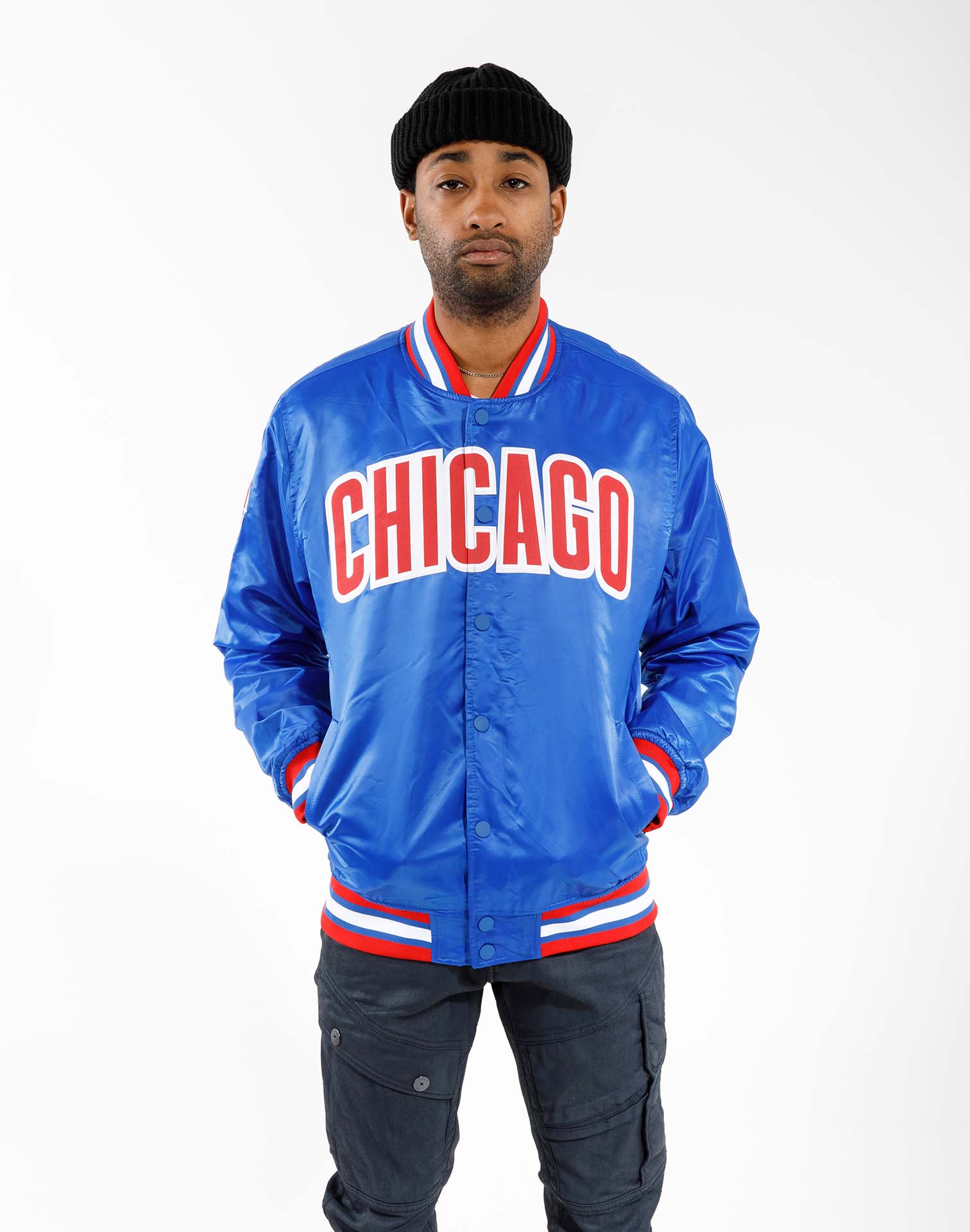 Chicago Cubs Colorblocked 1914 Satin Raglan Full-Snap Jacket