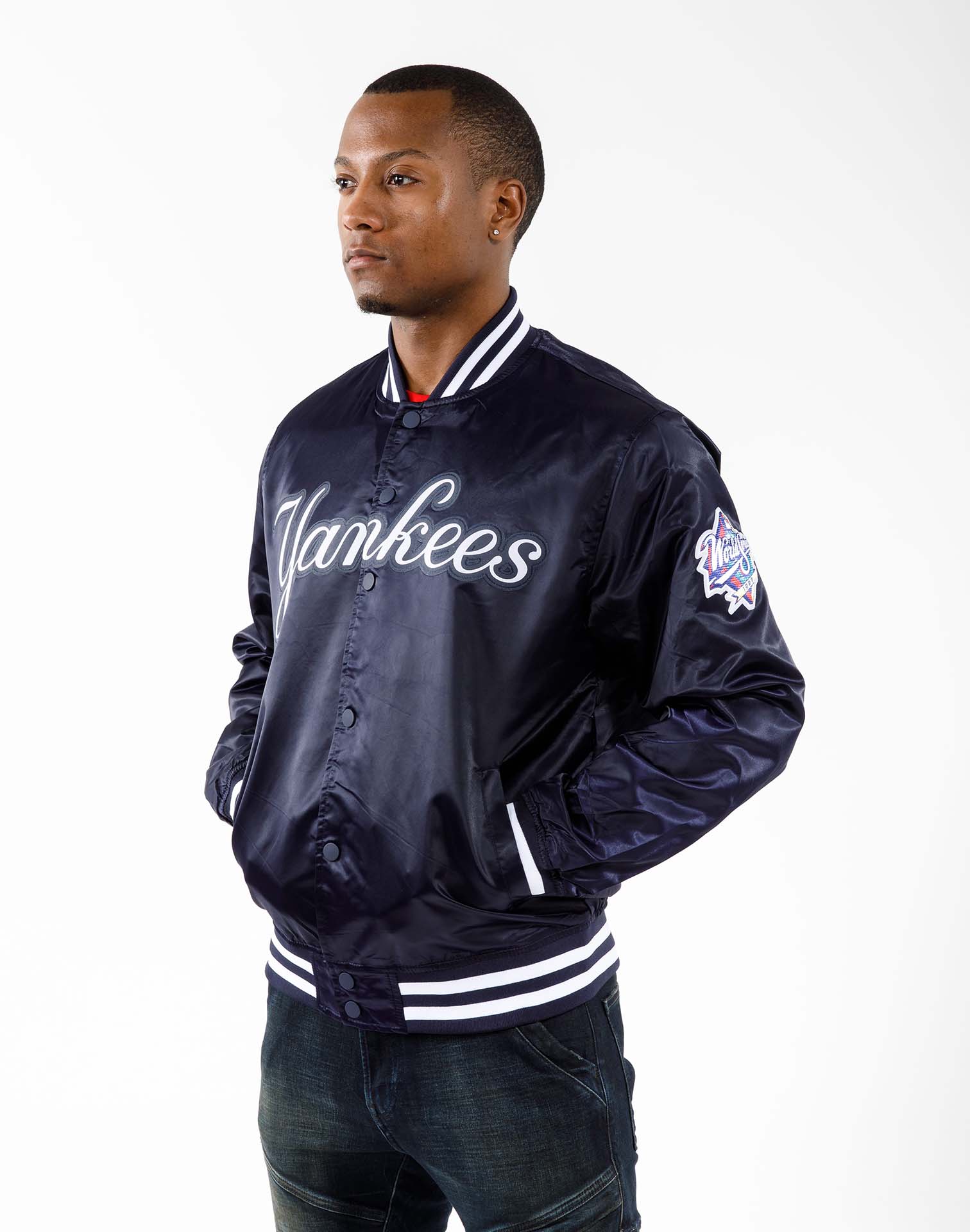 Pro Standard Mlb New York Yankees Wordmark Satin Jacket