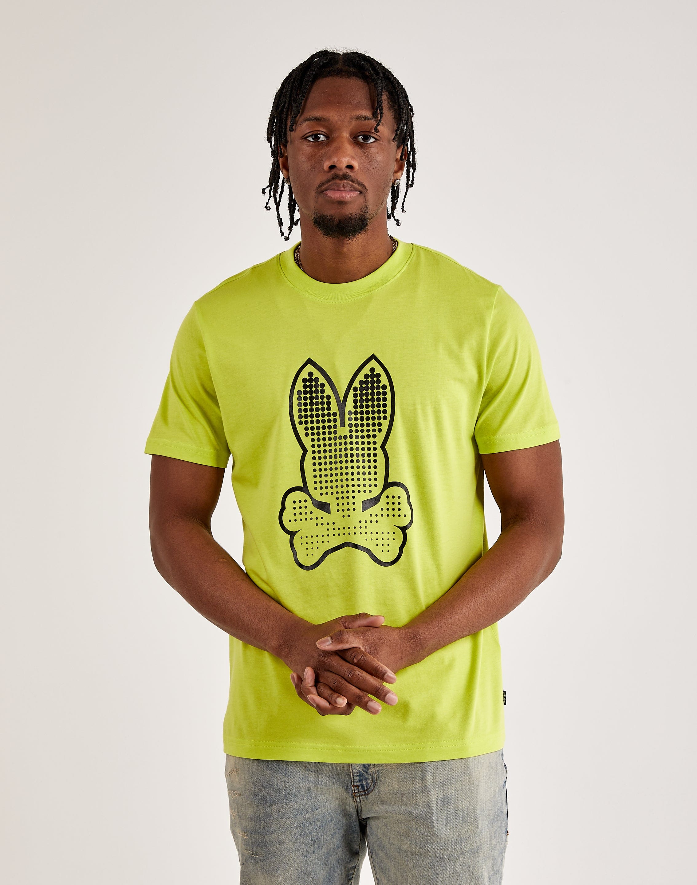 T-Shirt Psycho Bunny Uomo Taglia L – Verde Brillante Collo A V Logo Ricamato Preppy - Foto 1
