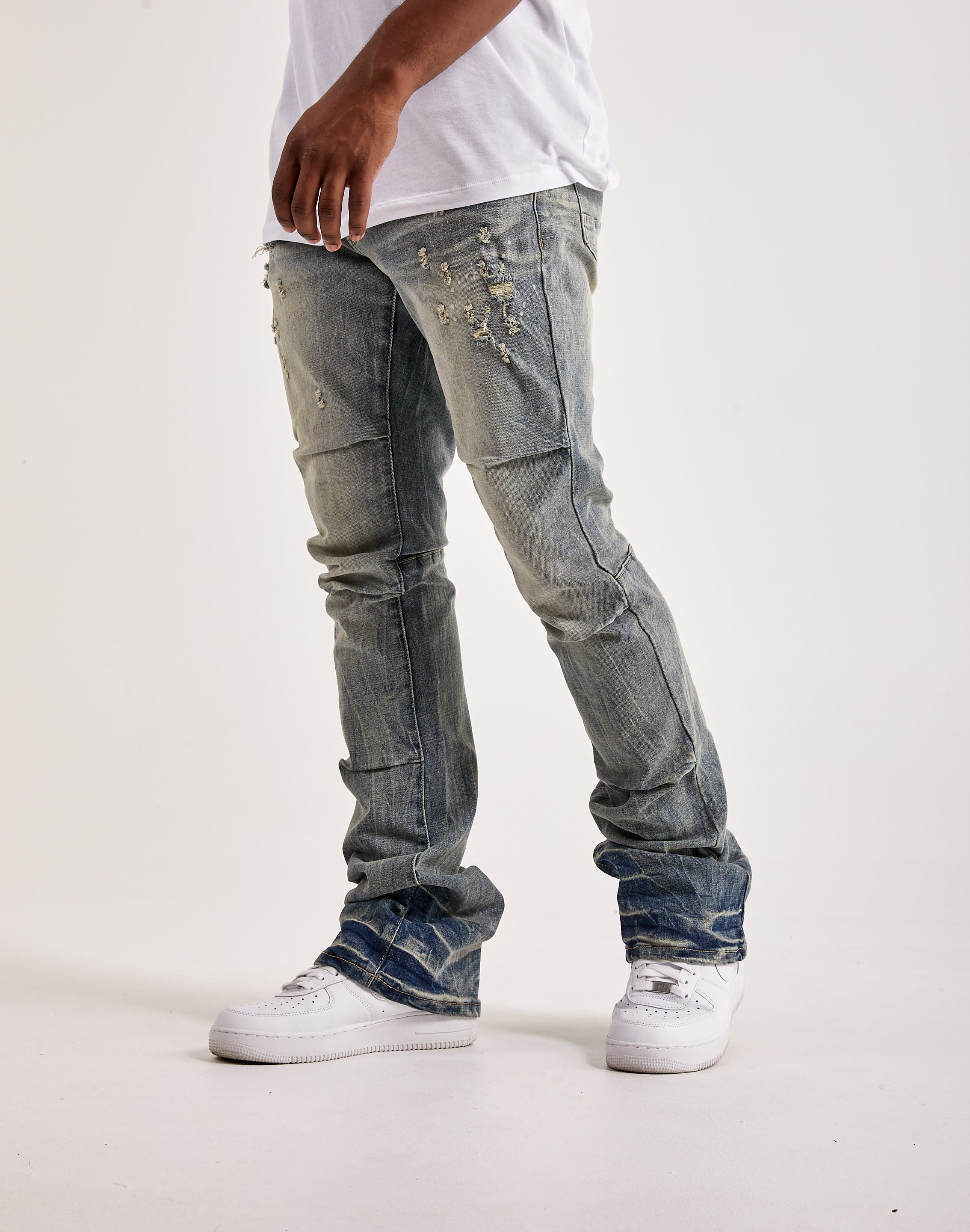 Smoke Rise Pleated Overdyed Stacked Flare Jeans – DTLR