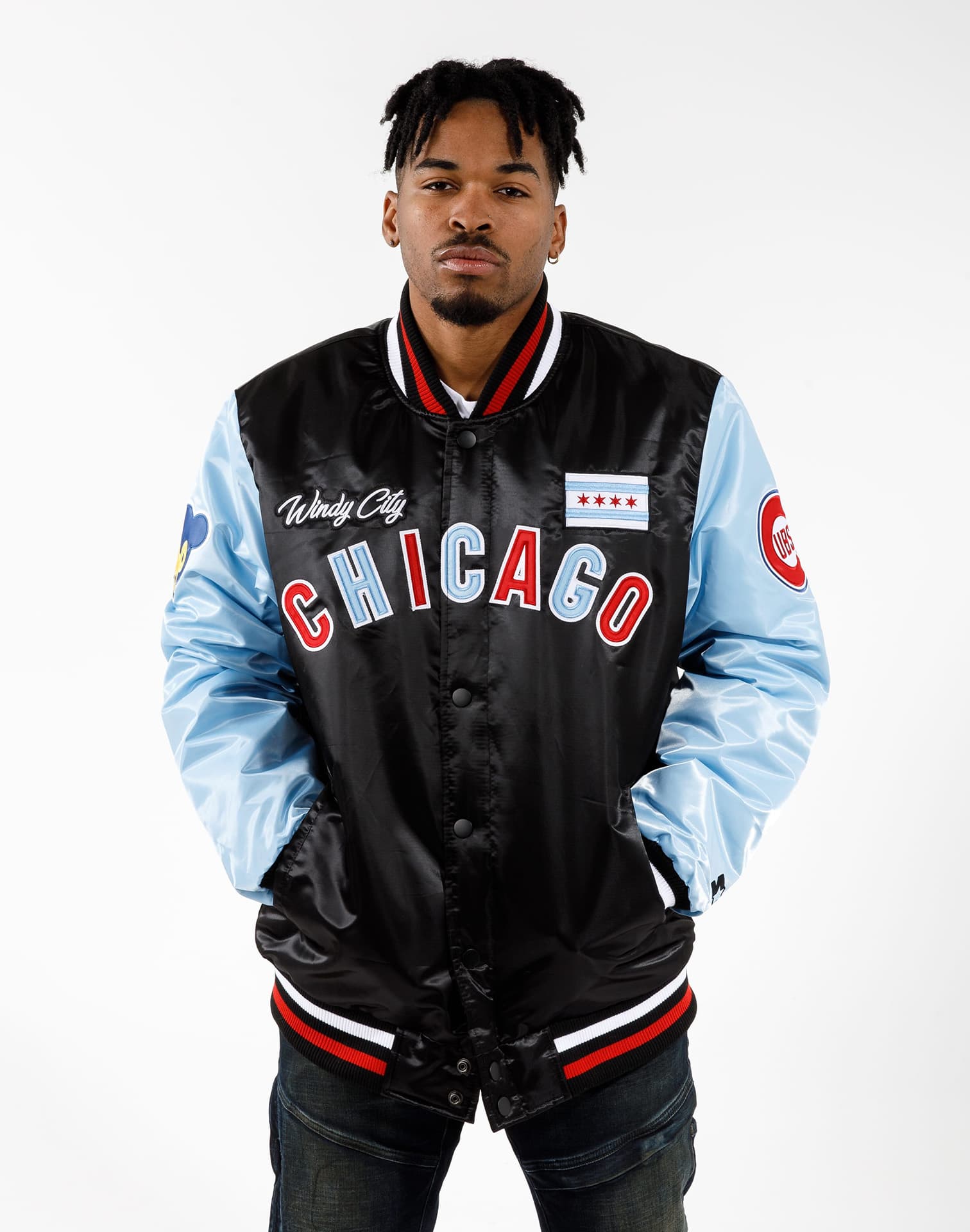 Starter Mlb Chicago Cubs Colorblock Satin Jacket  DTLR