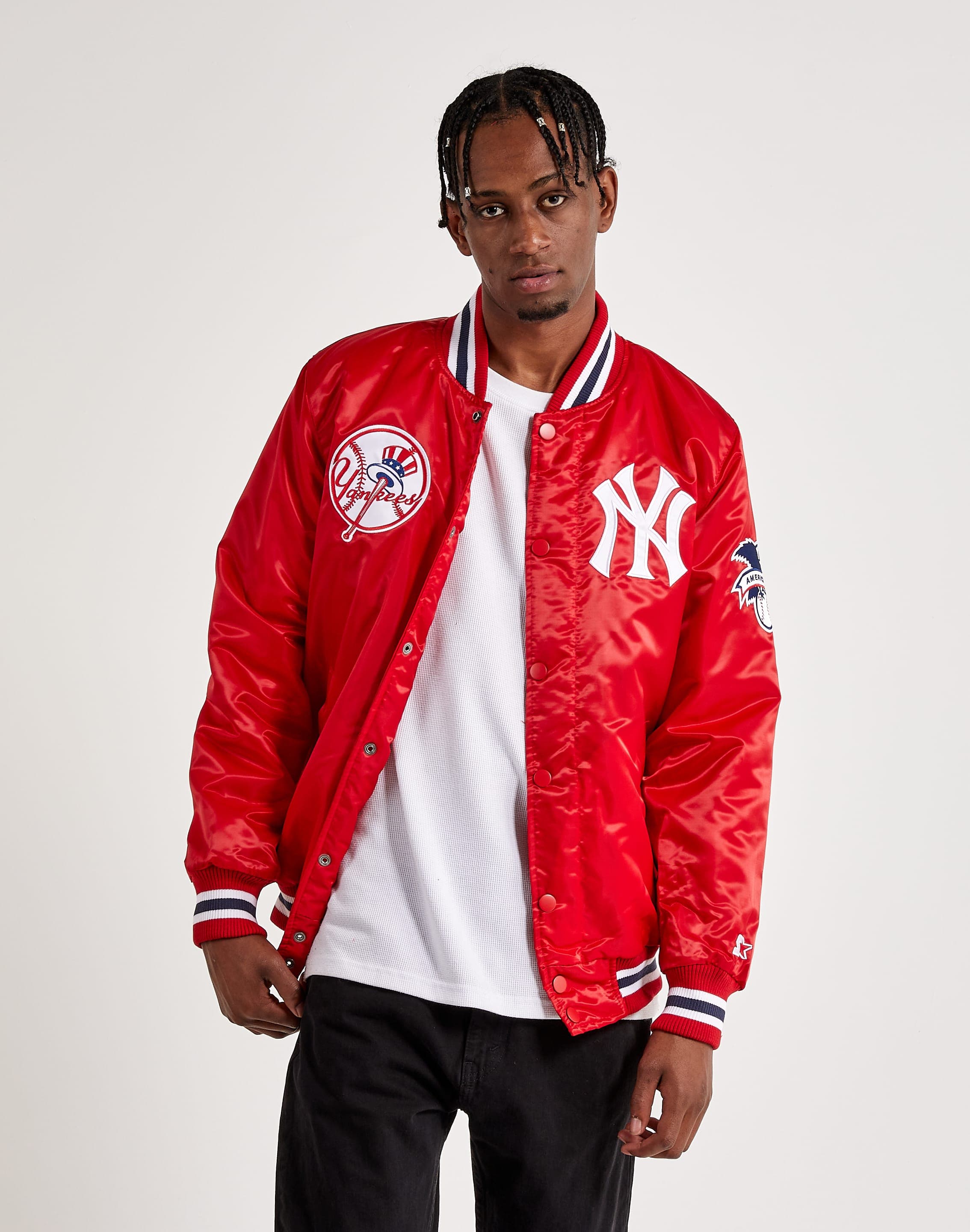 NEW YORK YANKEES RED ZIP FRONT MLB JACKET WITH PULL-UP HOOD