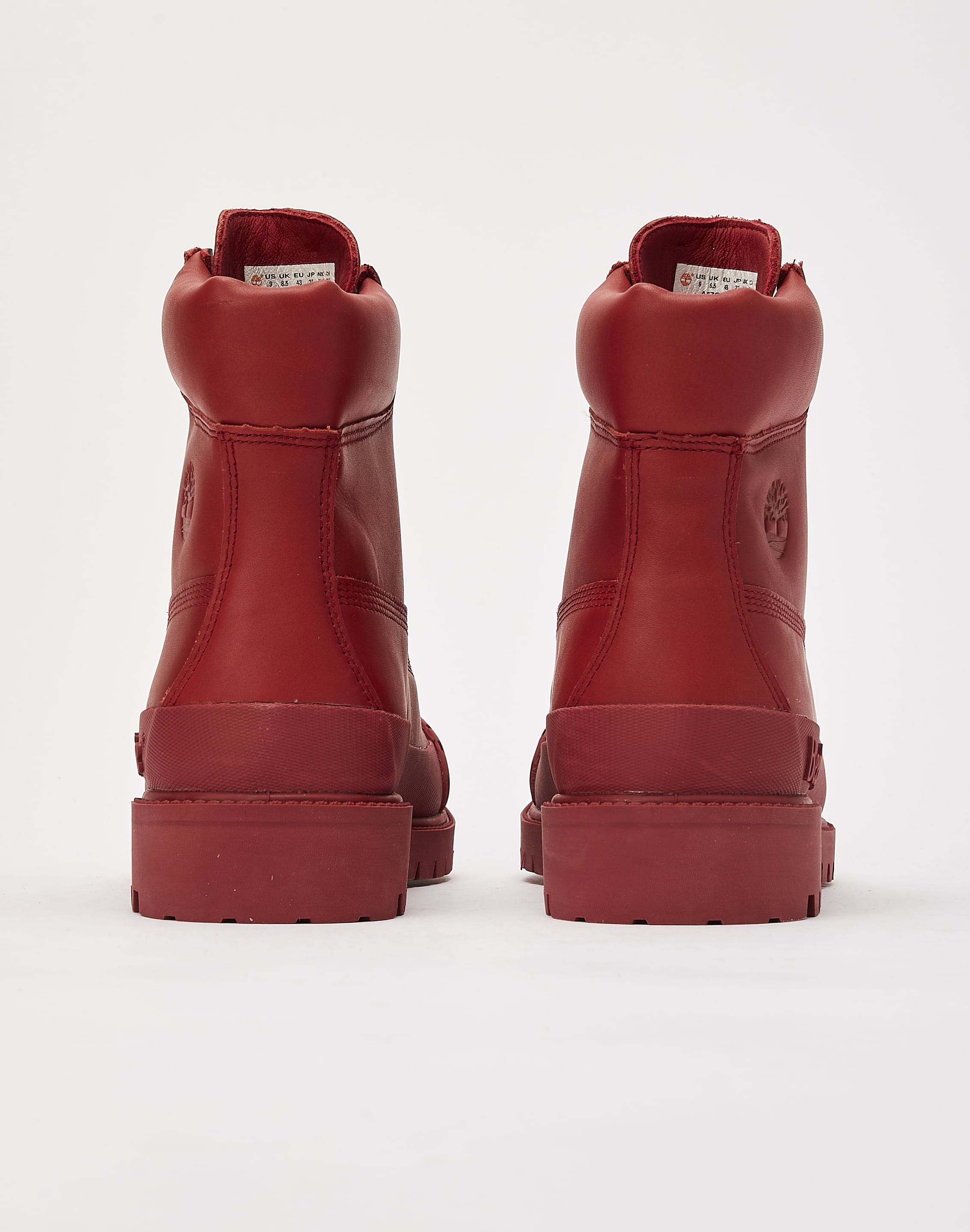 All Red Timberland Boots On Feet