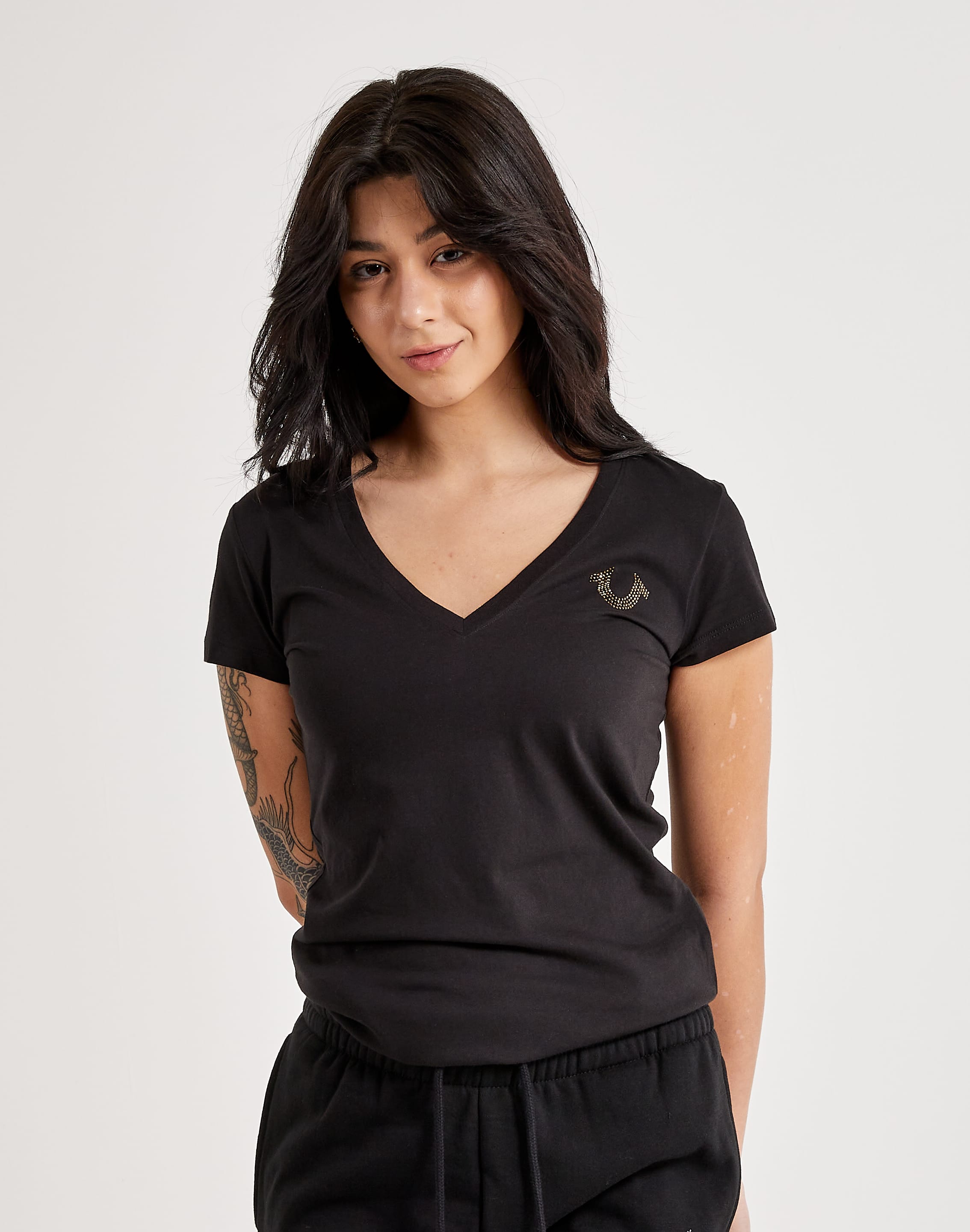 True Religion Crystal Logo V-Neck Tee – DTLR - Main Image