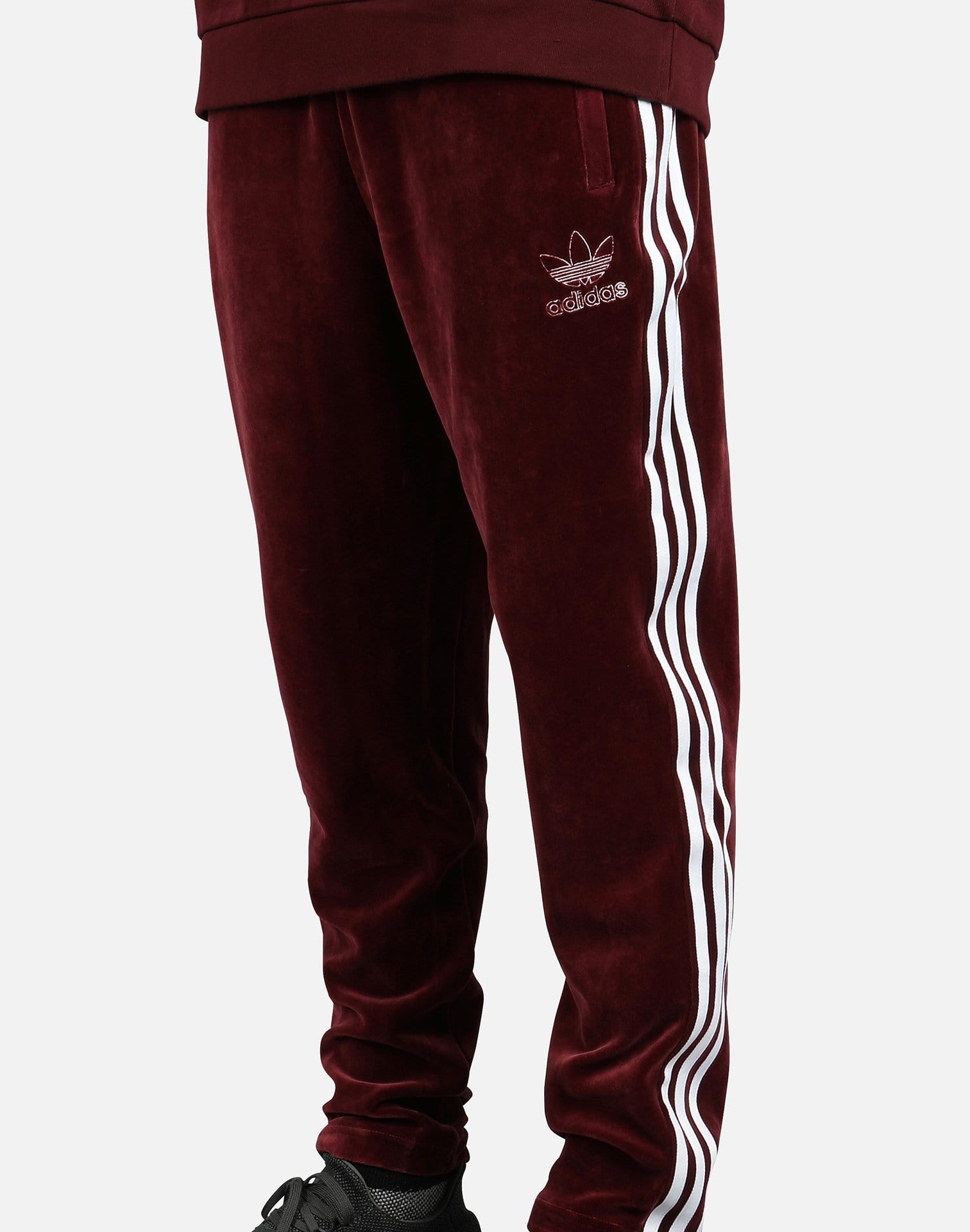 adidas Beckenbauer Maroon Velour Track Pants  Urban Outfitters UK