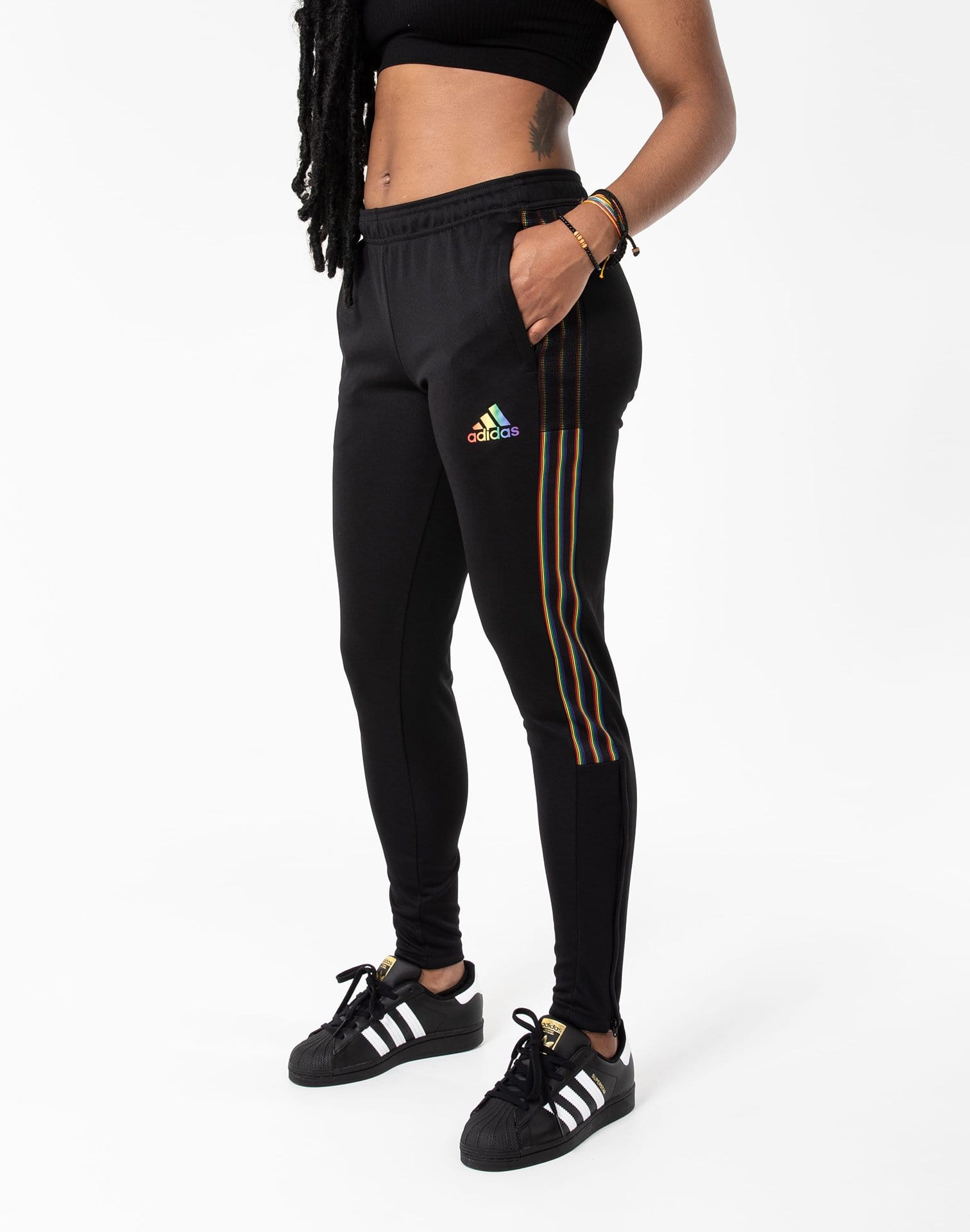 adidas Women's Standard Tiro Track Pants, Black/Wild Pink, Large 