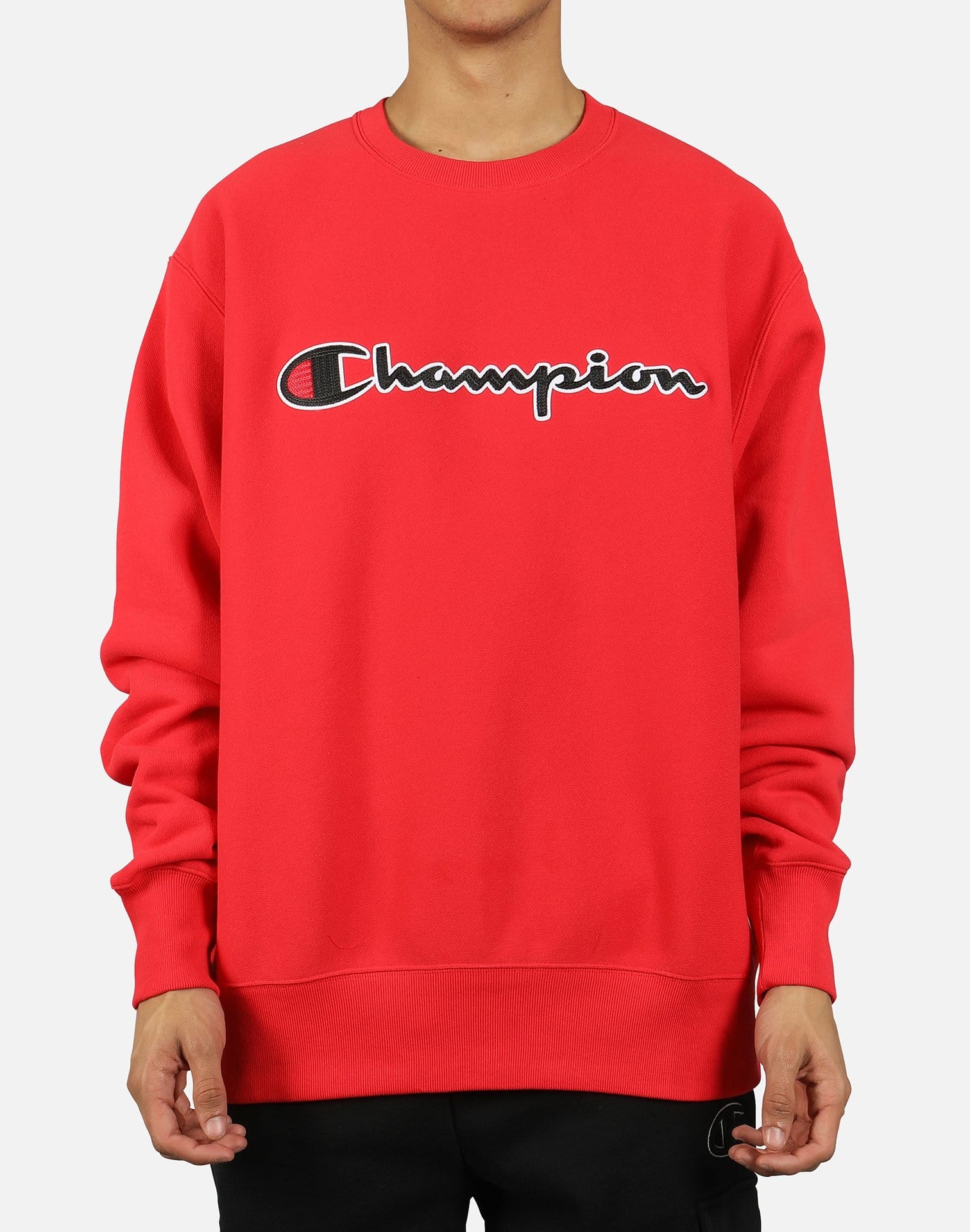 Champion Men's Reverse Weave Chain Stitch Script Logo Crew Sweatshirt