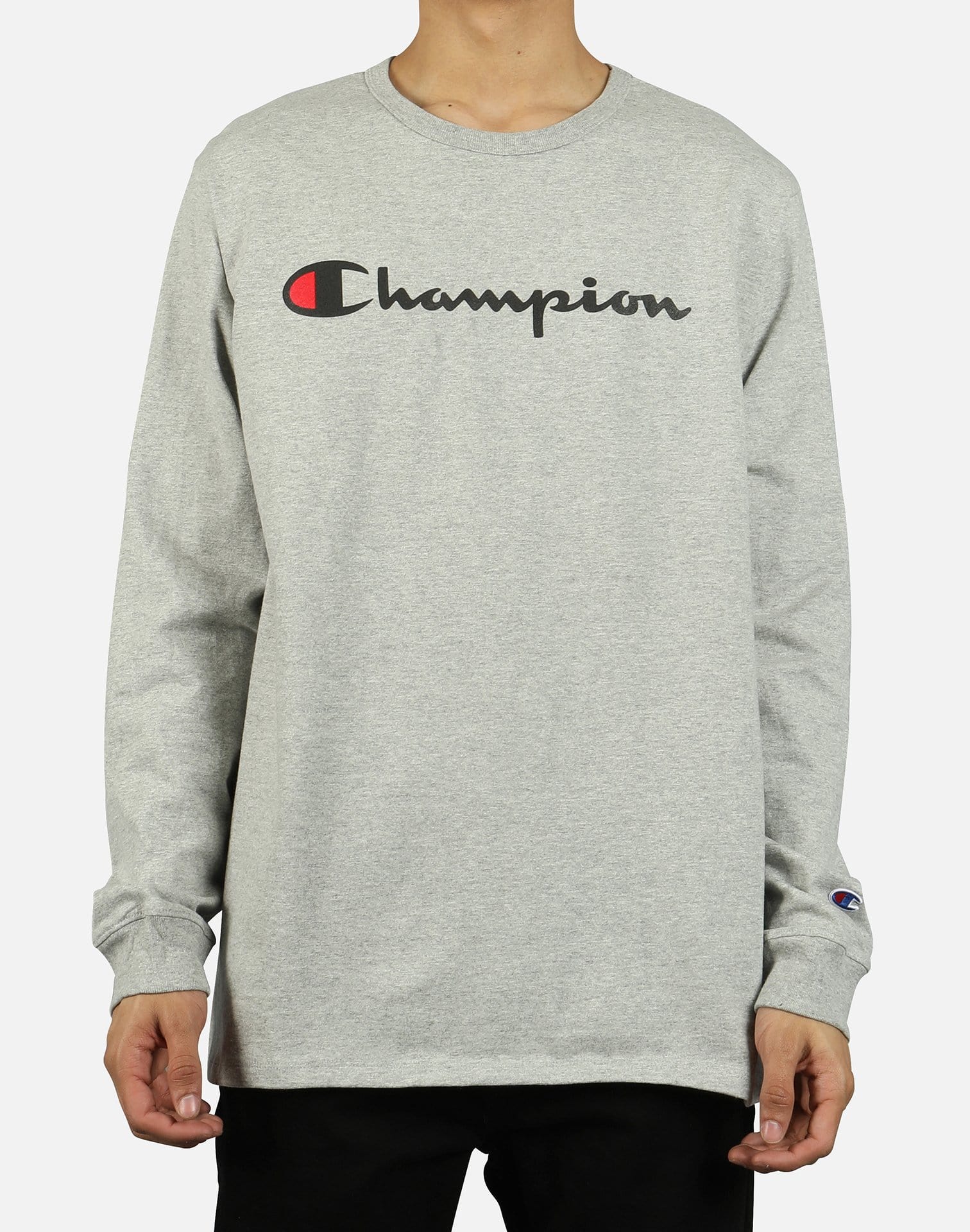 Champion Men's Ink Script Logo Long-Sleeve Shirt