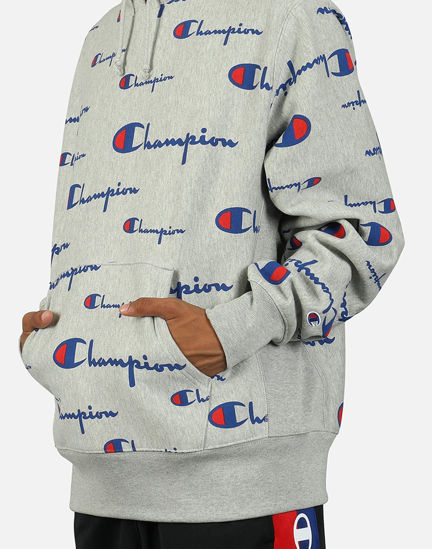 Champion ALL OVER SCRIPT LOGO REVERSE WEAVE PULLOVER HOODIE – DTLR
