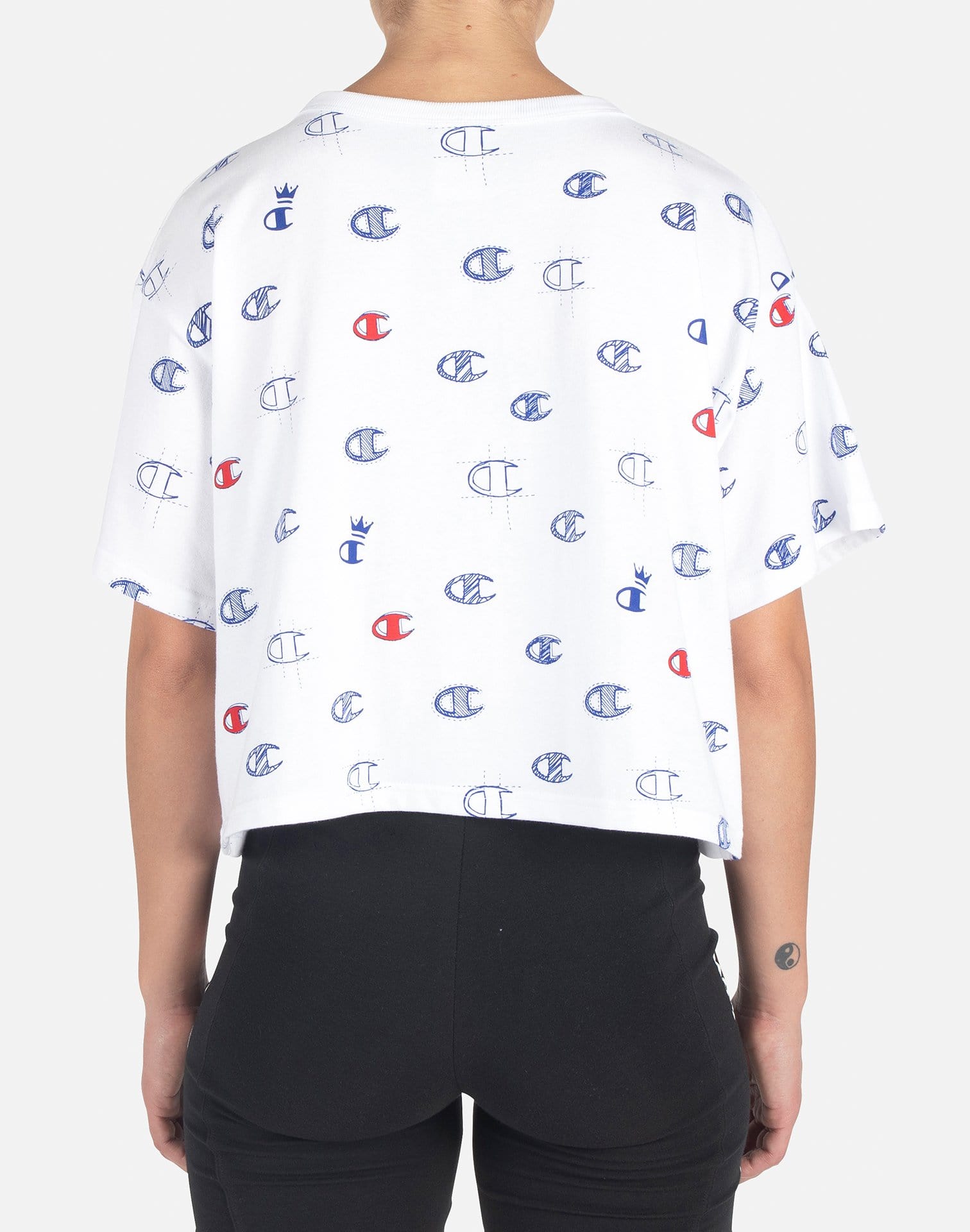 Champion Women's All-Over Printed Logo Crop Top