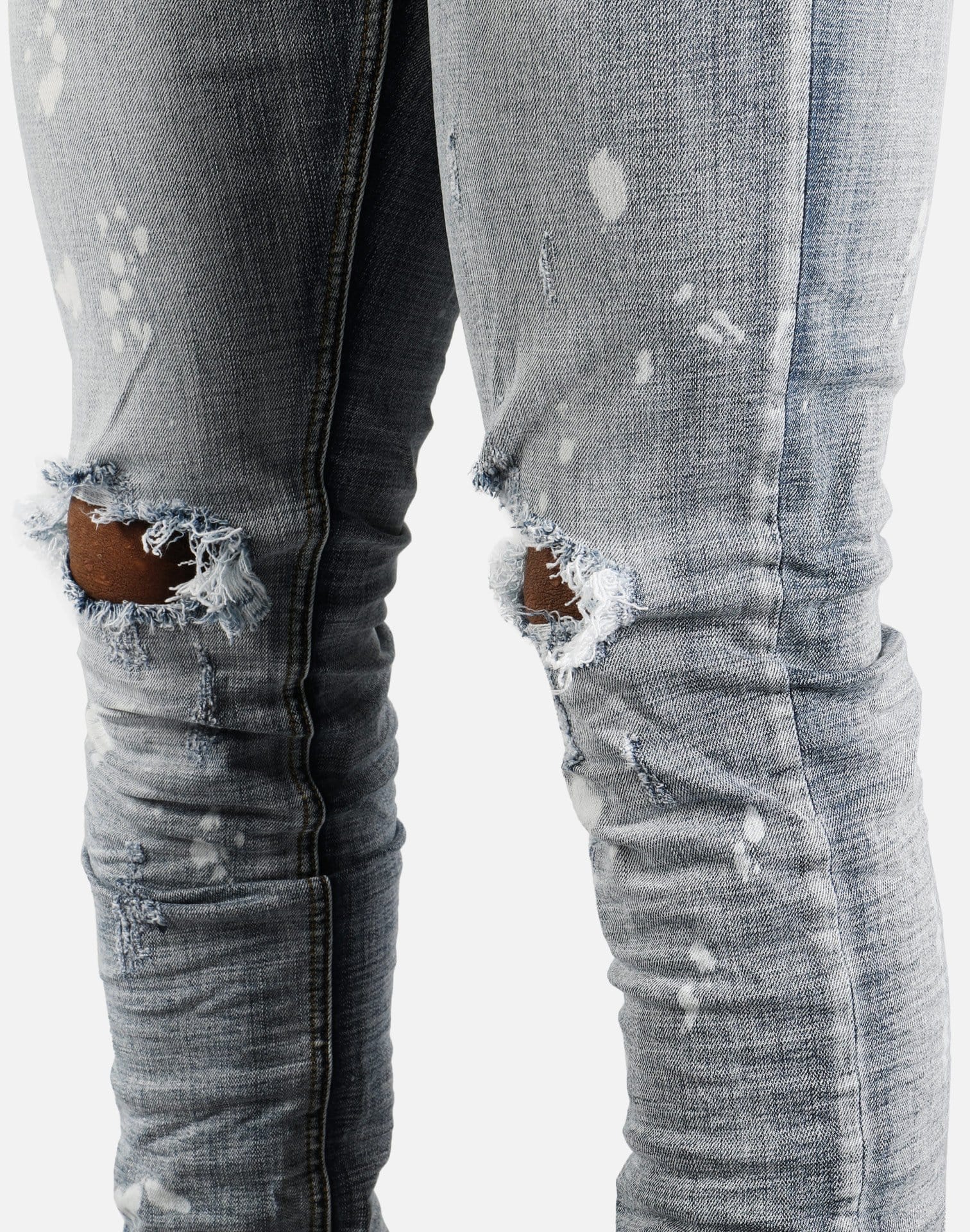 Denim House Rip Knee Paint Splatter Jeans (Blue)