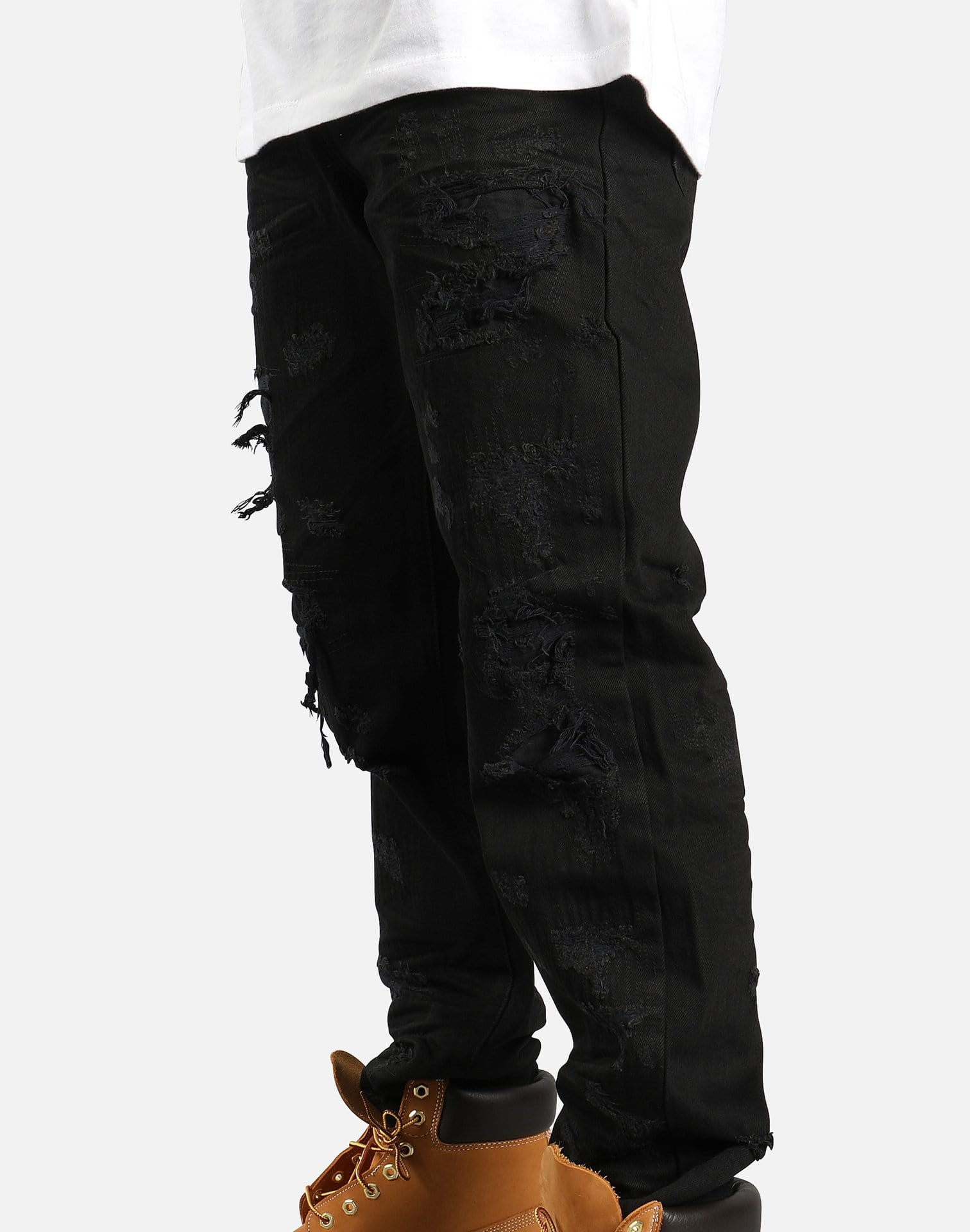 Denim House Rip and Repair Backed Jeans (Black)
