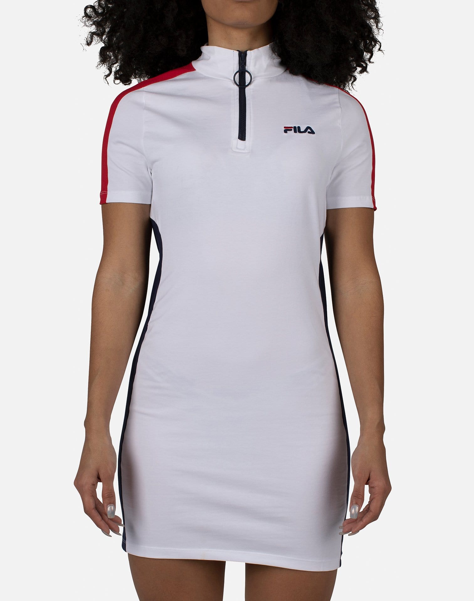 fila halter dress Fila Tess AOP Halter Neck Dress Beige/ Black/ Red