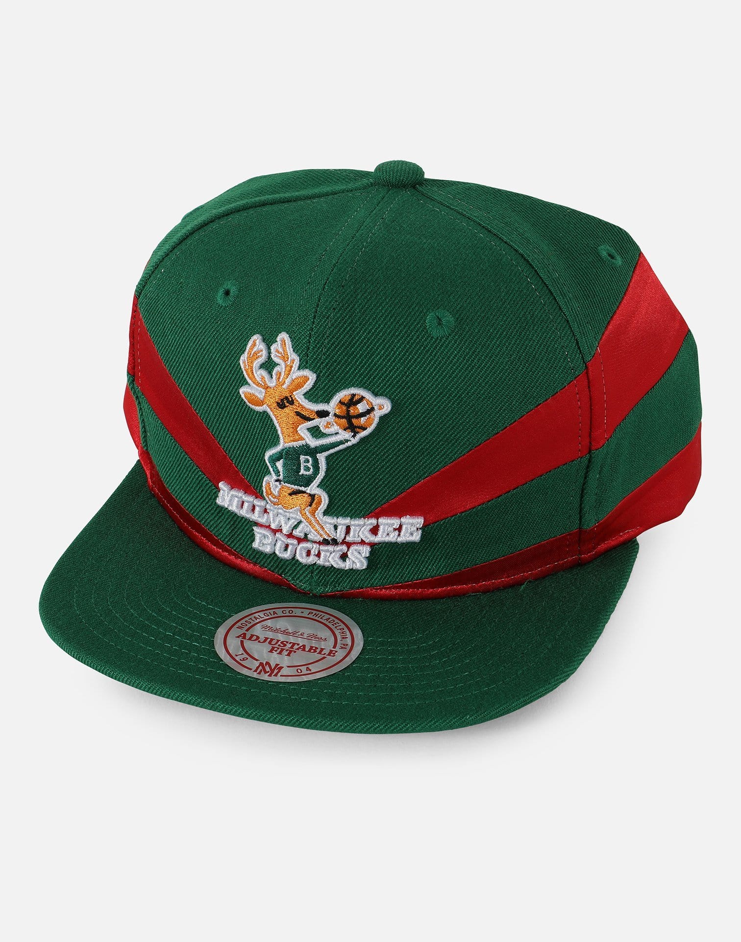 Mitchell & Ness NBA Milwaukee Bucks Satin Slash Snapback Hat