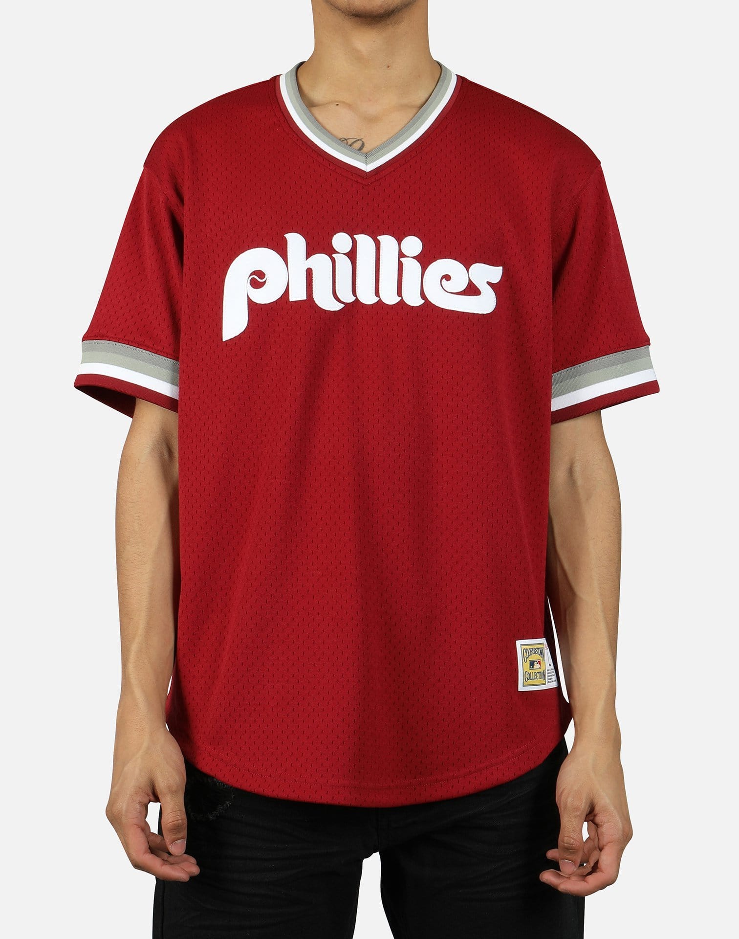 Men's Philadelphia Phillies Mitchell & Ness Burgundy Short Sleeve Pullover  Hoodie