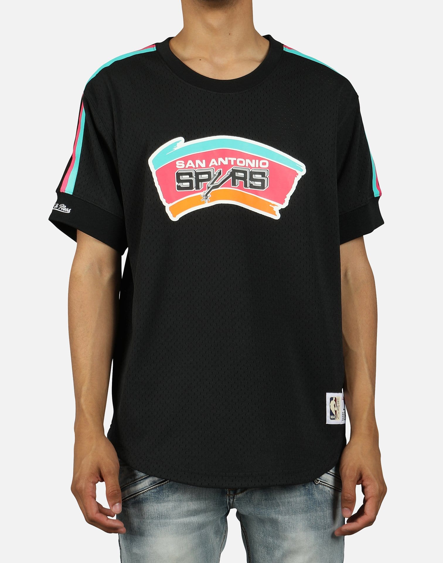 Mitchell & Ness San Antonio Spurs Kicking It Wordmark Mesh T-shirt in Black  for Men