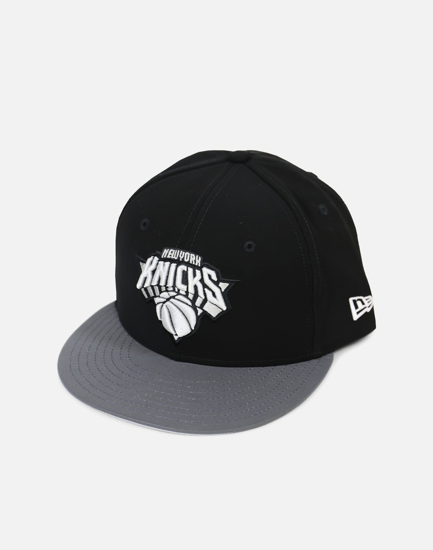 New Era New York Knicks Reflective Hook Snapback Hat (Black/Grey)