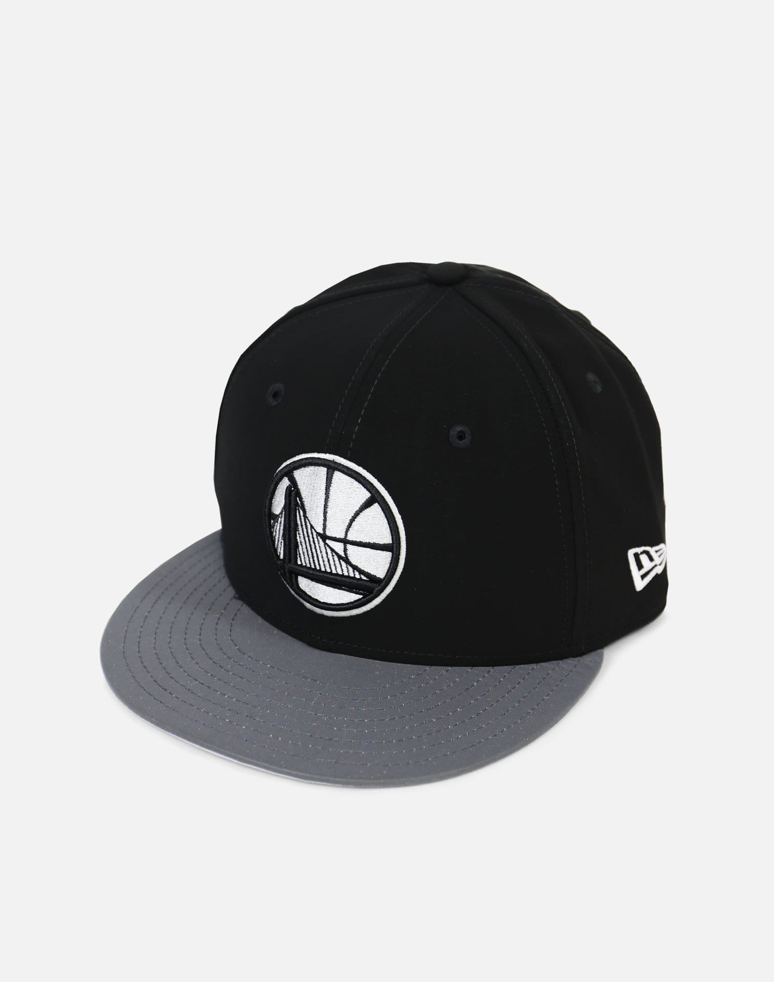 New Era Golden State Warriors Reflective Hook Snapback Hat (Black/Grey)