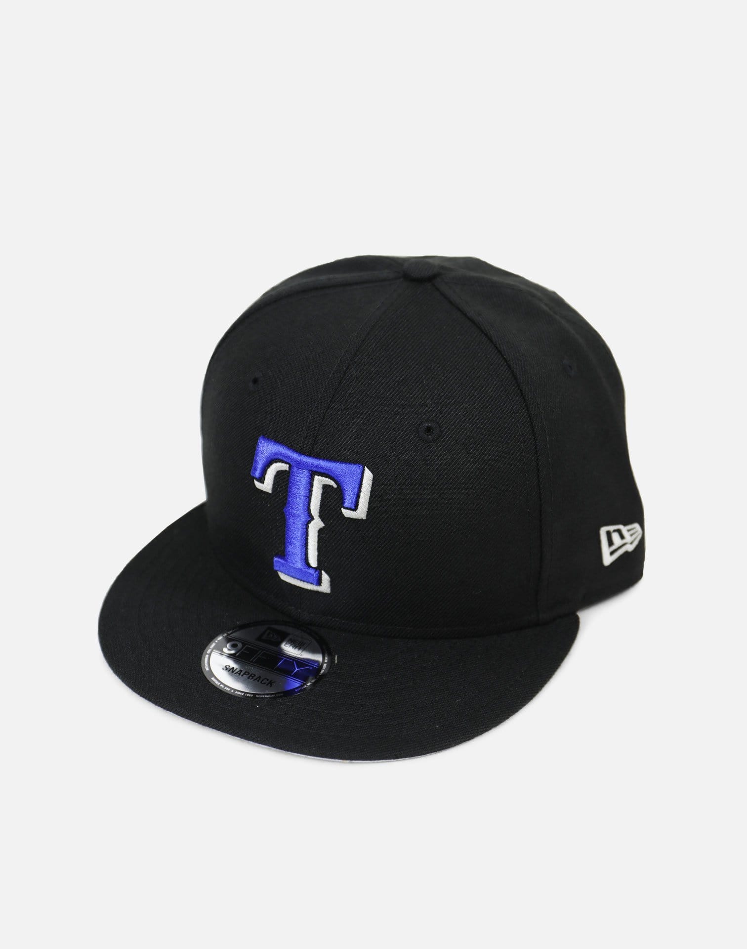 New Era Texas Rangers Royal Hook Snapback Hat (Black/Royal)