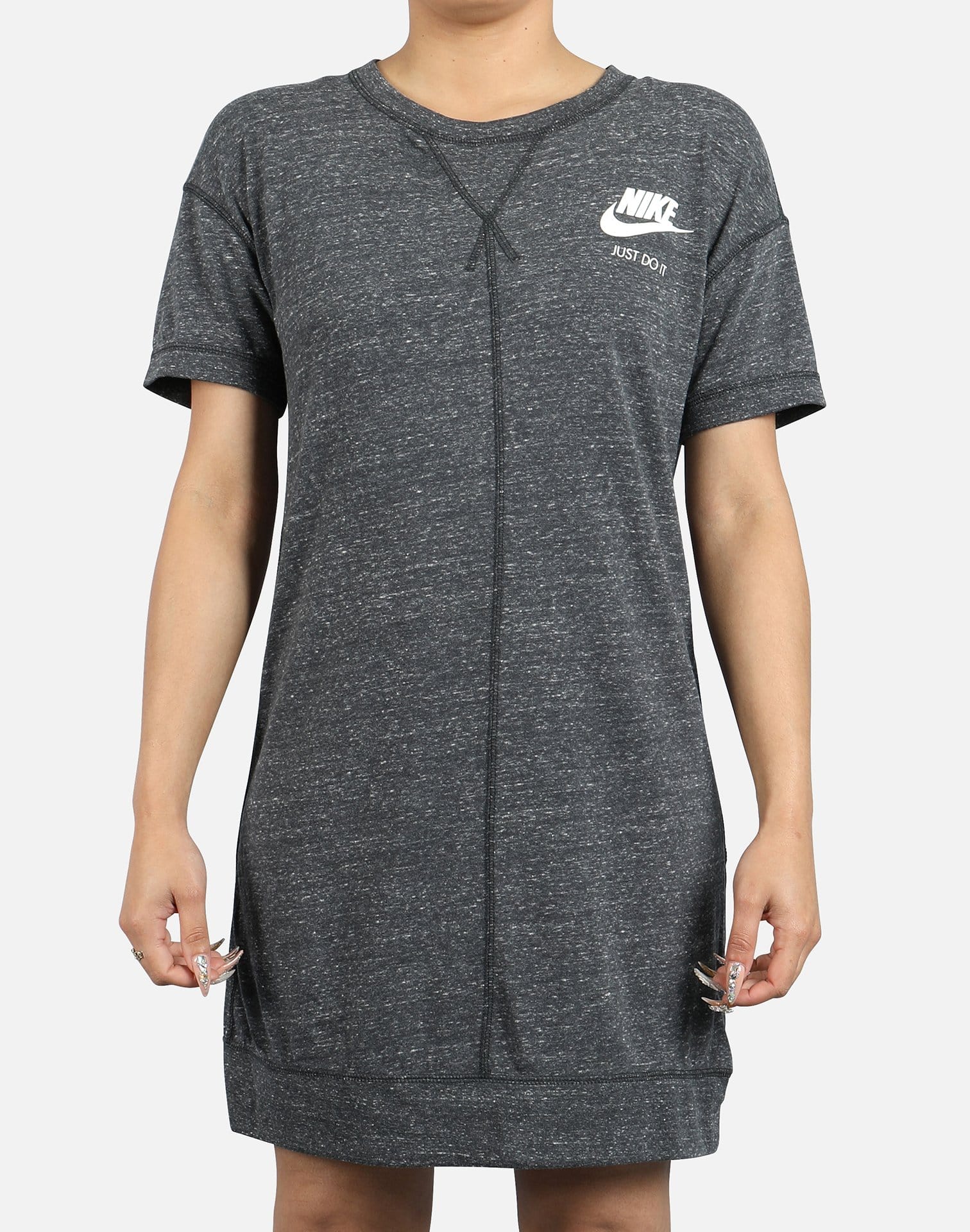 nike dress grey Nike Sportswear Chill Knit Women's Tight Long-Sleeve Midi Mini-Rib Dress