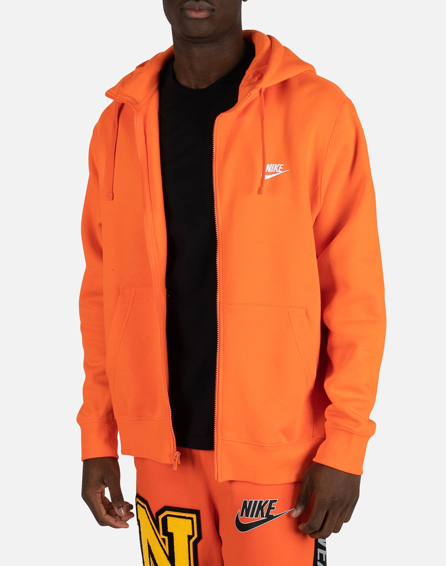 Full Zip Hoodie Orange Nike Tech Sweatsuit Nike Sportswear Club