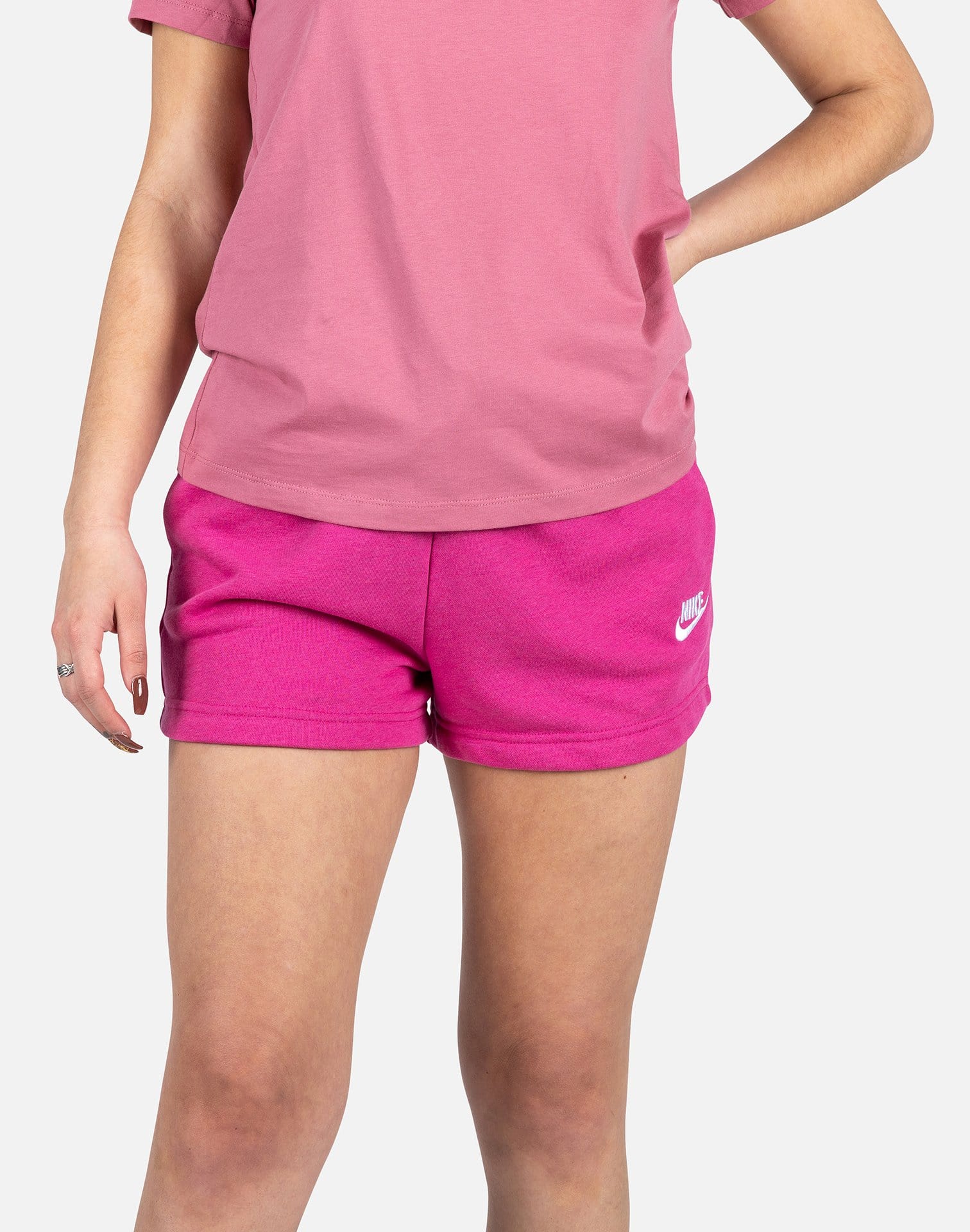 nike french terry shorts pink